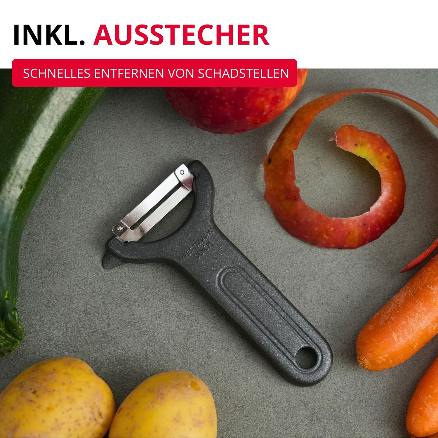 WESTMARK Sparschäler Gemüse & Spargel, »Quick« Black Edition, griffige Haptik, griffige Haptik