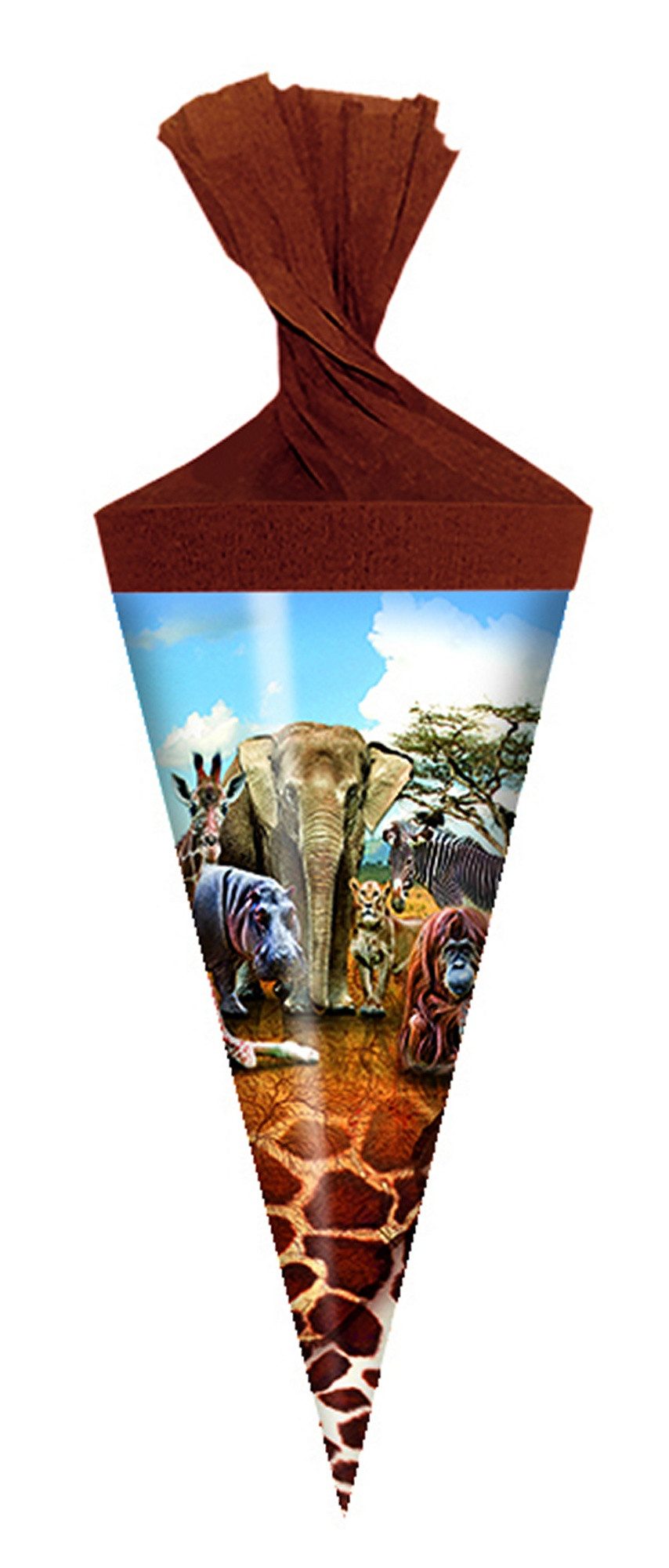 Schultüte Motiv Deko Schultüte / Zuckertüte / Länge: 15cm / rund / "Safari"