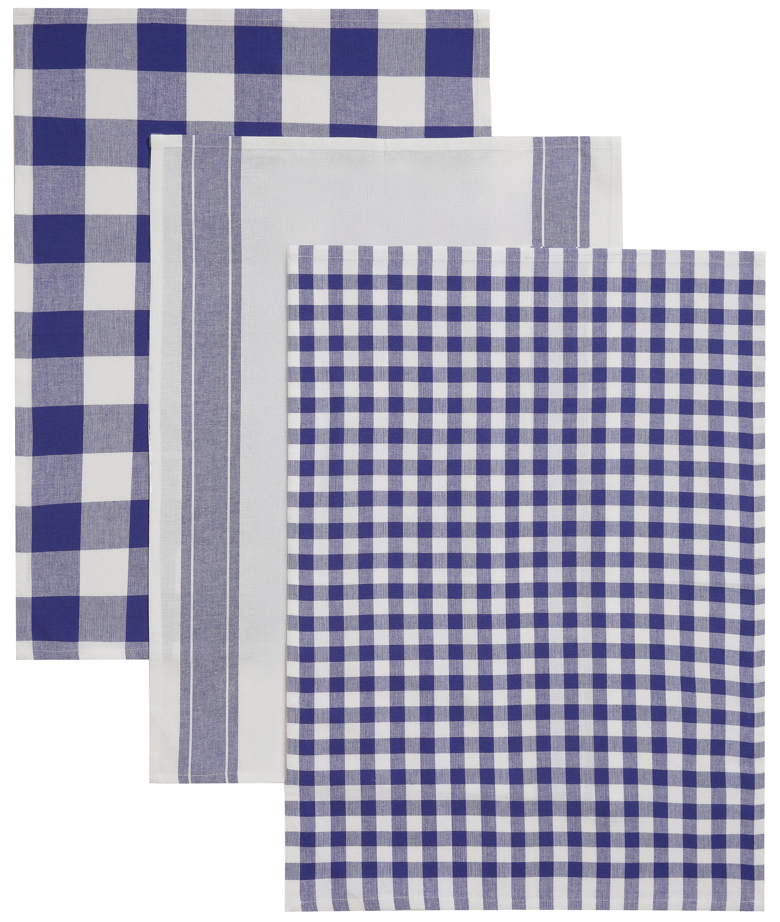 OTTO home Geschirrtuch Ravven, (Set, 3-tlg., 3er Set), 100 % Baumwolle, 65 × 50 cm, 3er-Set, Farbauswahl, Karo, Streifen