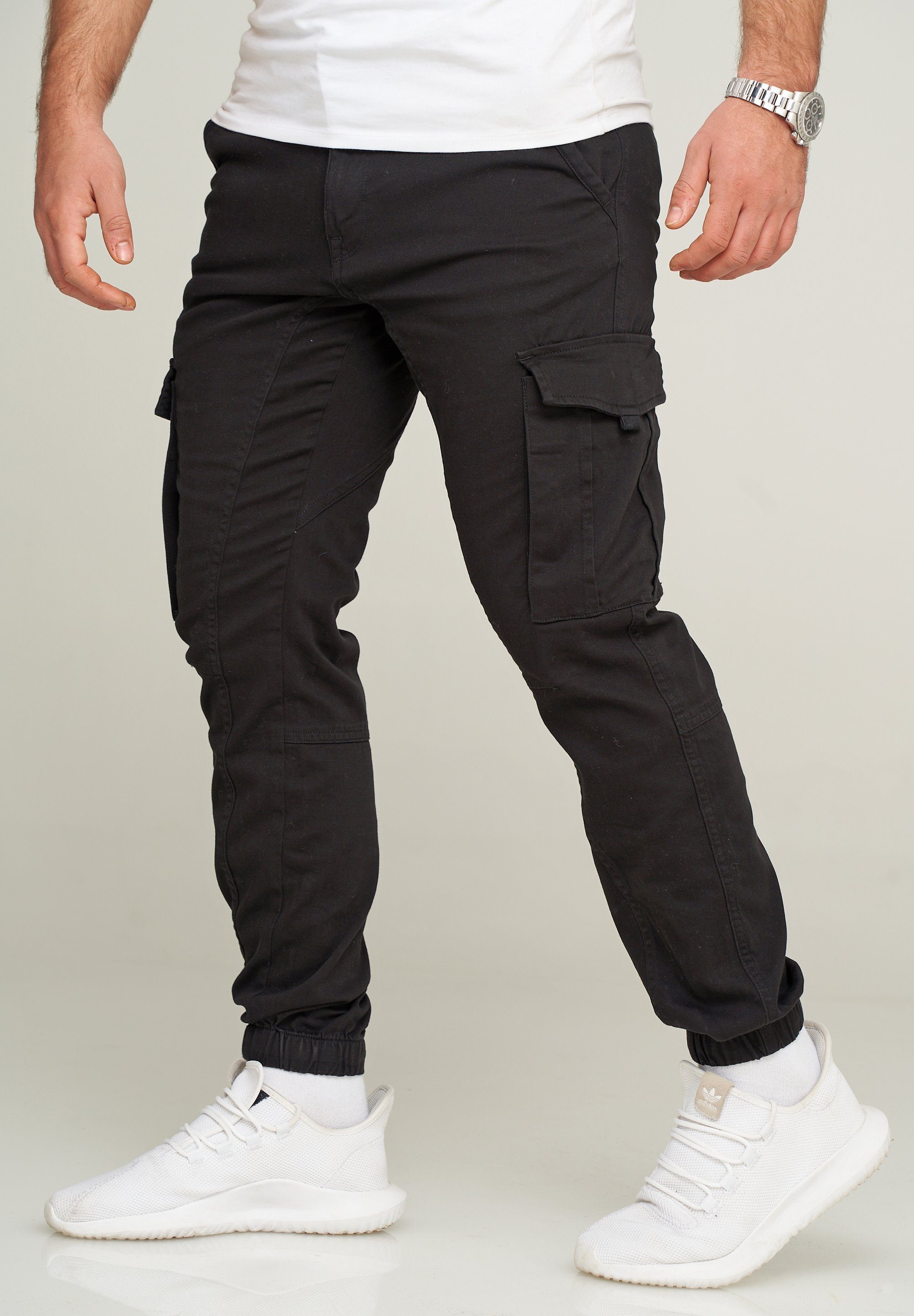 Jack & Jones Cargohose OLLIE JJARIS CARGO PANTS Herren Ollie Cargo Stretch Hose mit Taschen Stoffhose