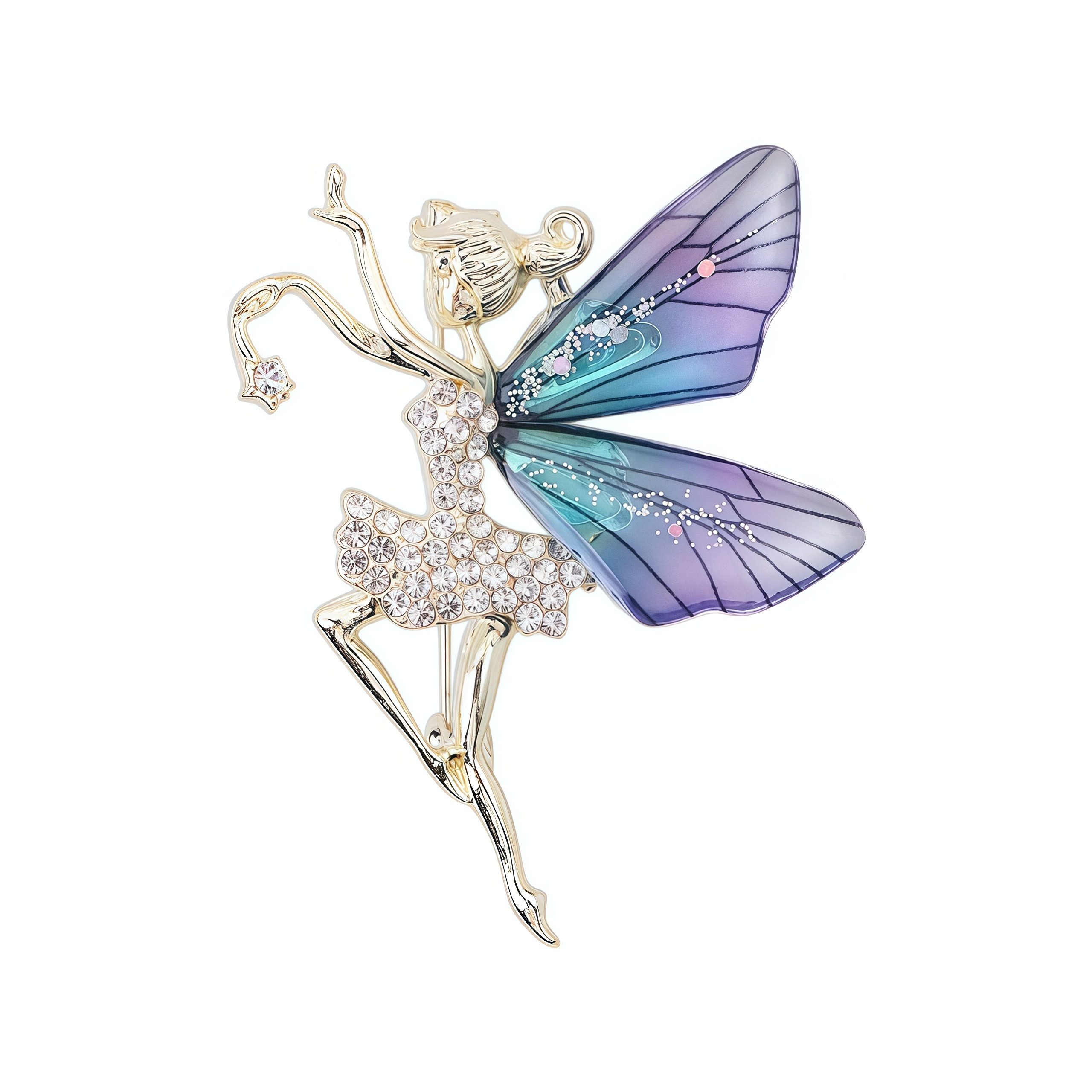 FOUORTUNATE-BEE Brosche Elfen-Strassbrosche als Reversnadel mit Geschenkbox, Eleganter Kleidungsschmuck als Geschenk zum Valentinstag