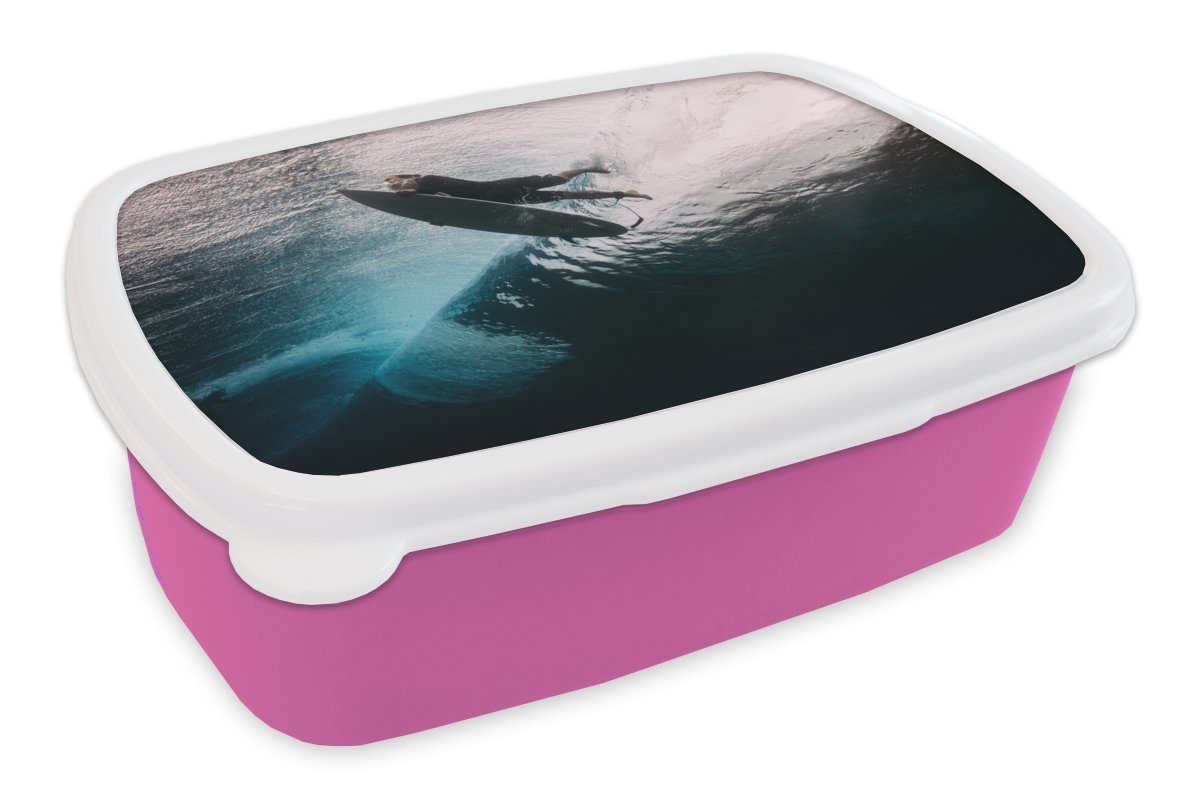 Surfer Lunchbox rosa Kunststoff, Kunststoff taucht, Brotdose MuchoWow Snackbox, (2-tlg), für Mädchen, Brotbox Kinder, Erwachsene,