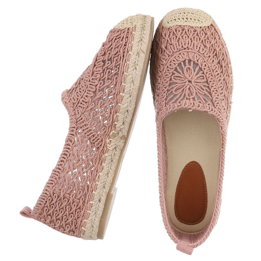 Ital-Design Damen Espadrille Slipper mit Flechtdetail Slipper (91971210) Blockabsatz Mokassins in Altrosa