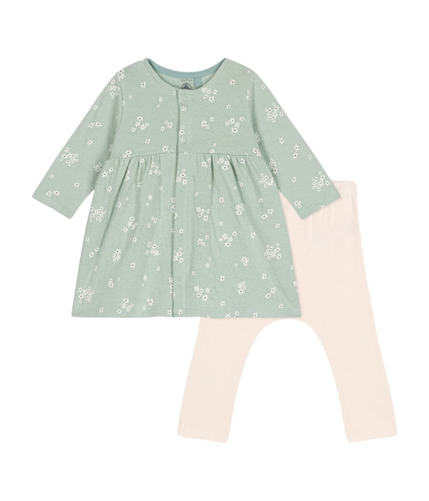 Petit Bateau Kleid & Leggings Petit Bateau langärmeliges Baby Kleid Blumenprint mit Leggings Allover Blumenprint, sanfte Цвета(ов)