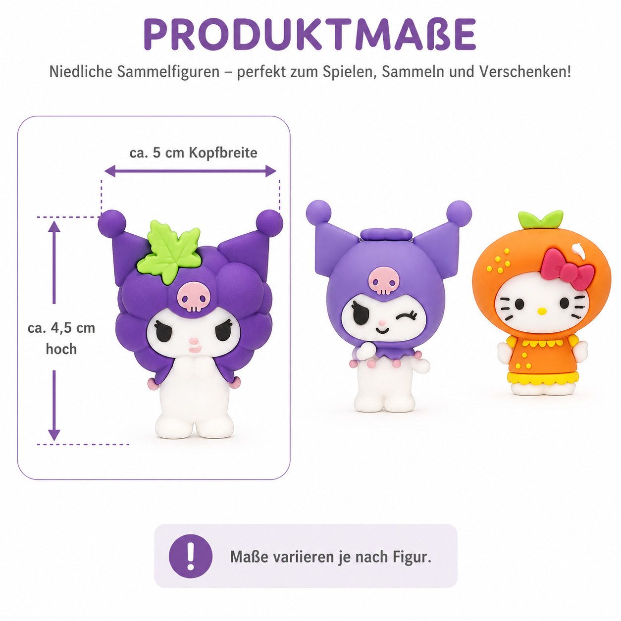 SANRIO Spielfigur Hello Kitty and Friends Tutty Frutty Sammelfigur in Kapsel, 1 zufällig, (Spar-Set, 1-tlg), Zufällige Gummifigur in Kapsel, Motiv nicht wählbar