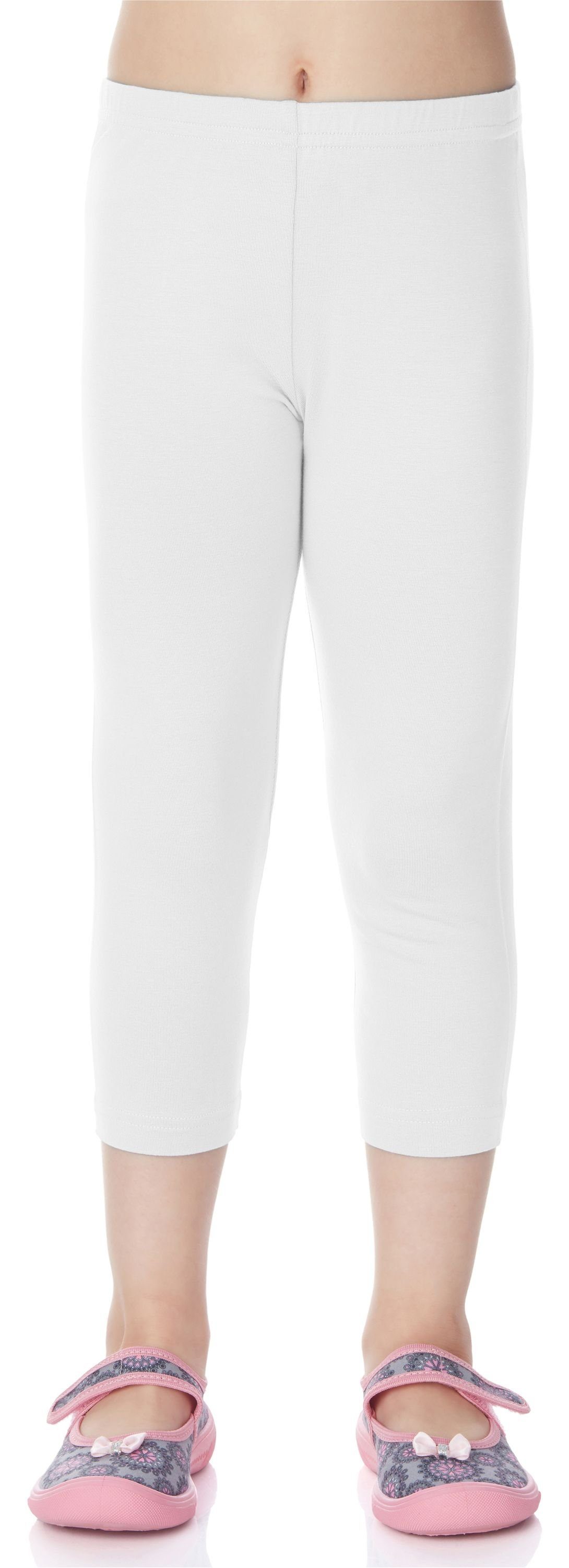 MS10-131 Bund Leggings Merry (1-tlg) 3/4 Style Capri Leggings Weiß Viskose aus Mädchen elastischer