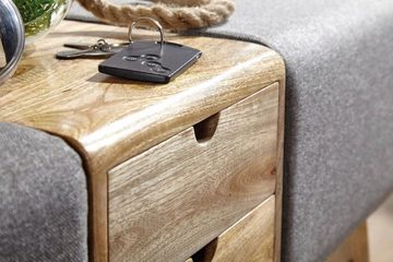 tinkaro Sitzbank SEMO Turnbock aus grauem Stoff und Holz mit Stauraum
