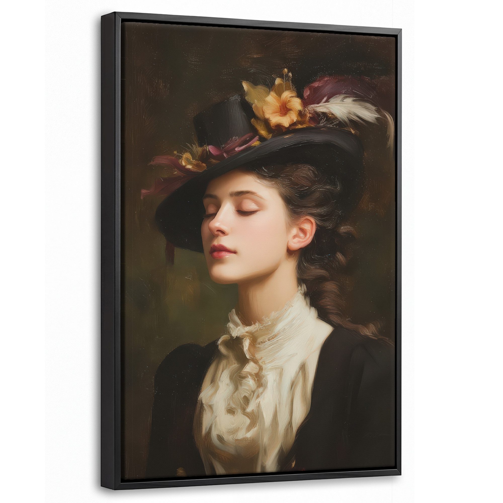 OneMillionCanvasses® Leinwandbild mit Rahmen - Frau - Viktorianisch - Porträt, Fotodruck (1 St), Deko für Wohnzimmer Schlafzimmer Küche 20x30cm