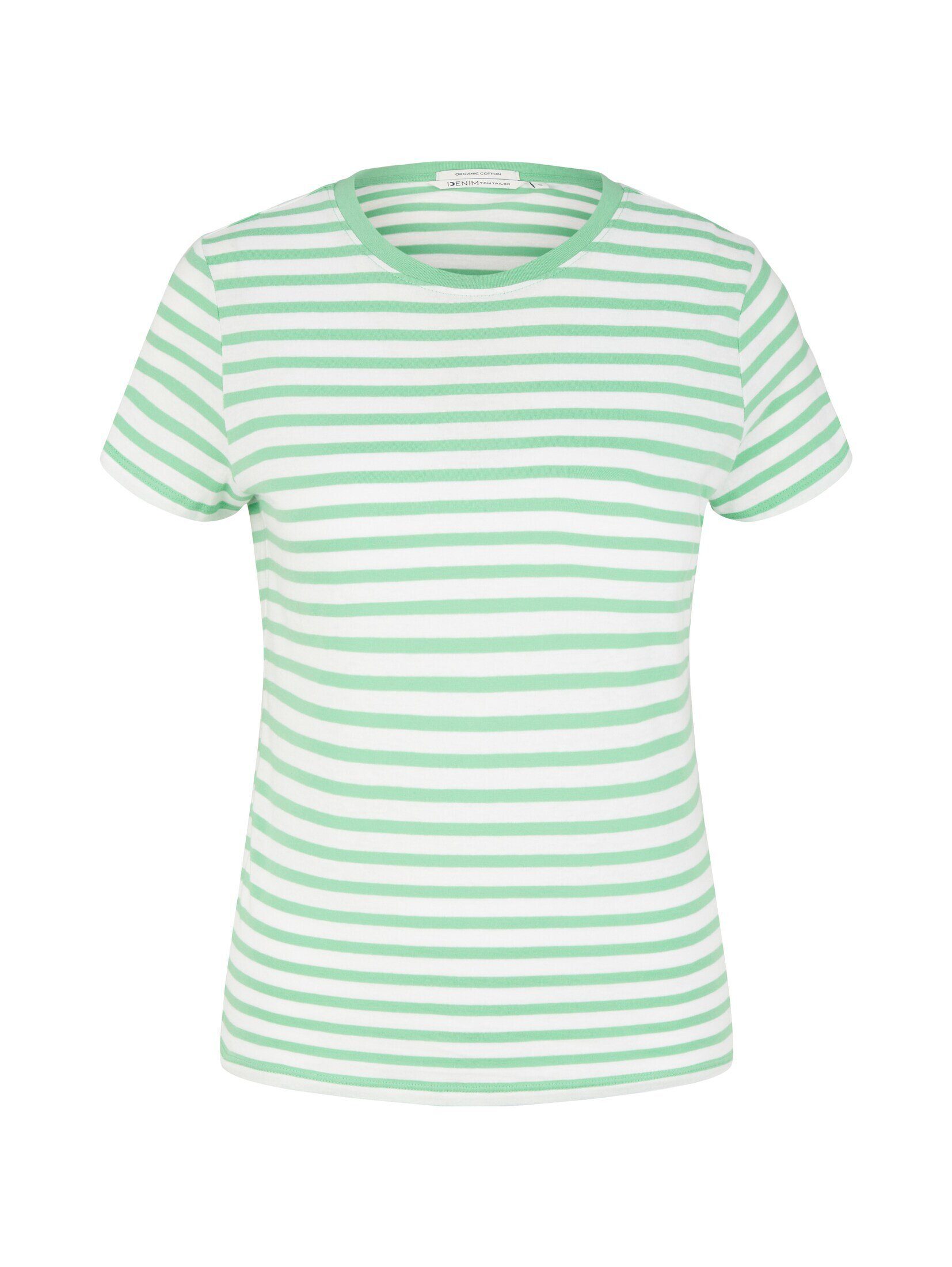 Langarmshirt stripe green T-Shirt Gestreiftes TOM white TAILOR Denim