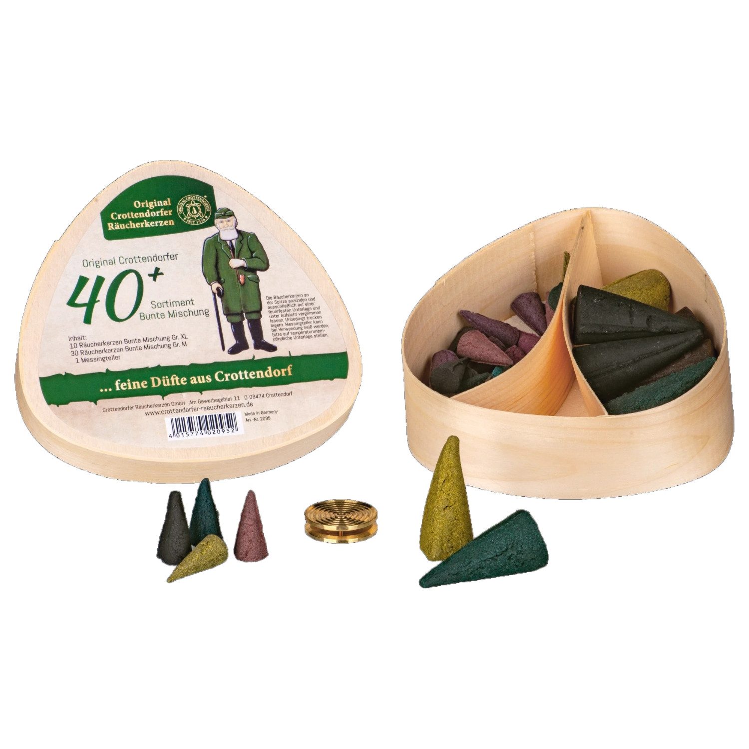 Crottendorfer Ароматические конусы Räucherkerzen Geschenkset Spanschachtel 40+, 100% Made in Germany