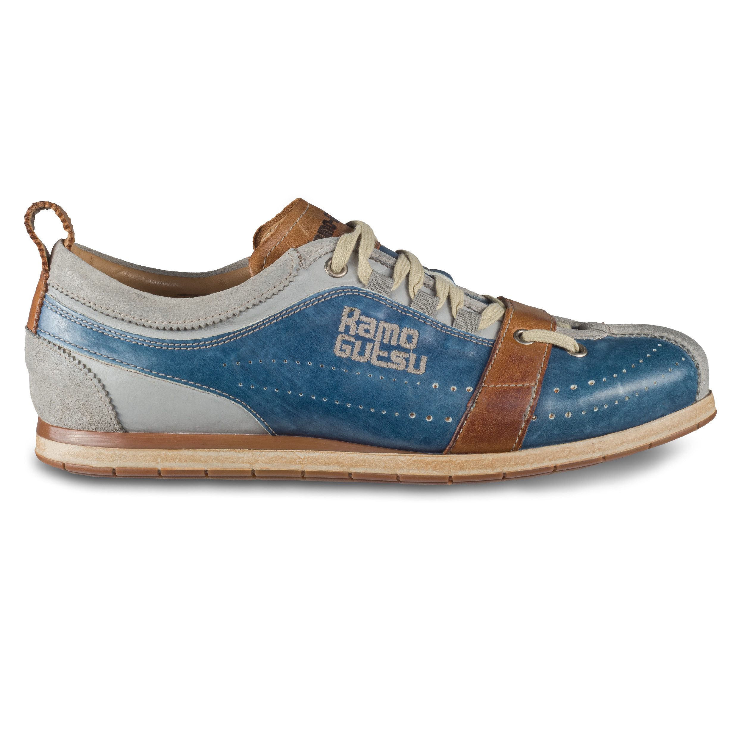 Kamo-Gutsu Herren Sneaker Leder blau/grau (TIFO-017 ash royal) stonewashed Sneaker Handgefertigt in Italien