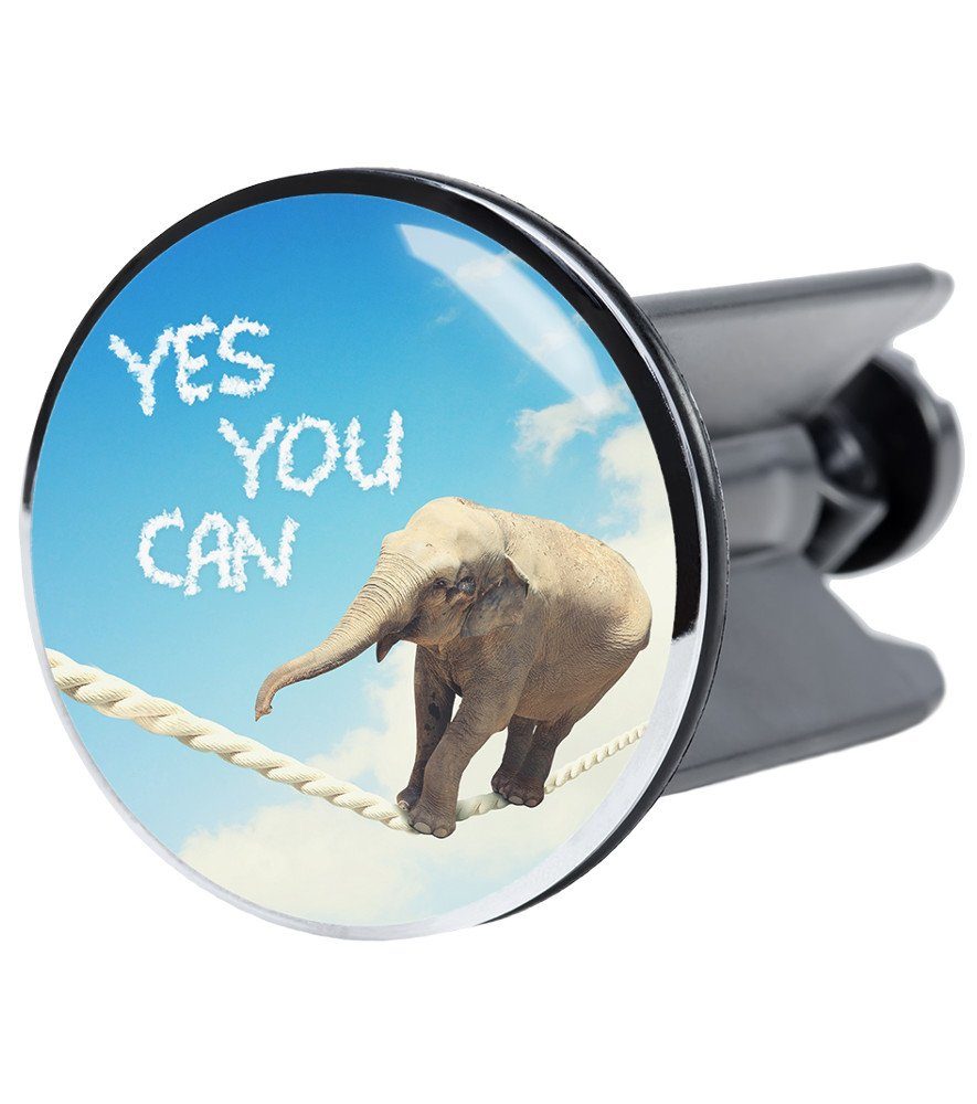 Sanilo Waschbeckenstöpsel Yes you can, Ø 4.0 cm, hochwertig, universell, mit Motiv, 100% wasserdicht