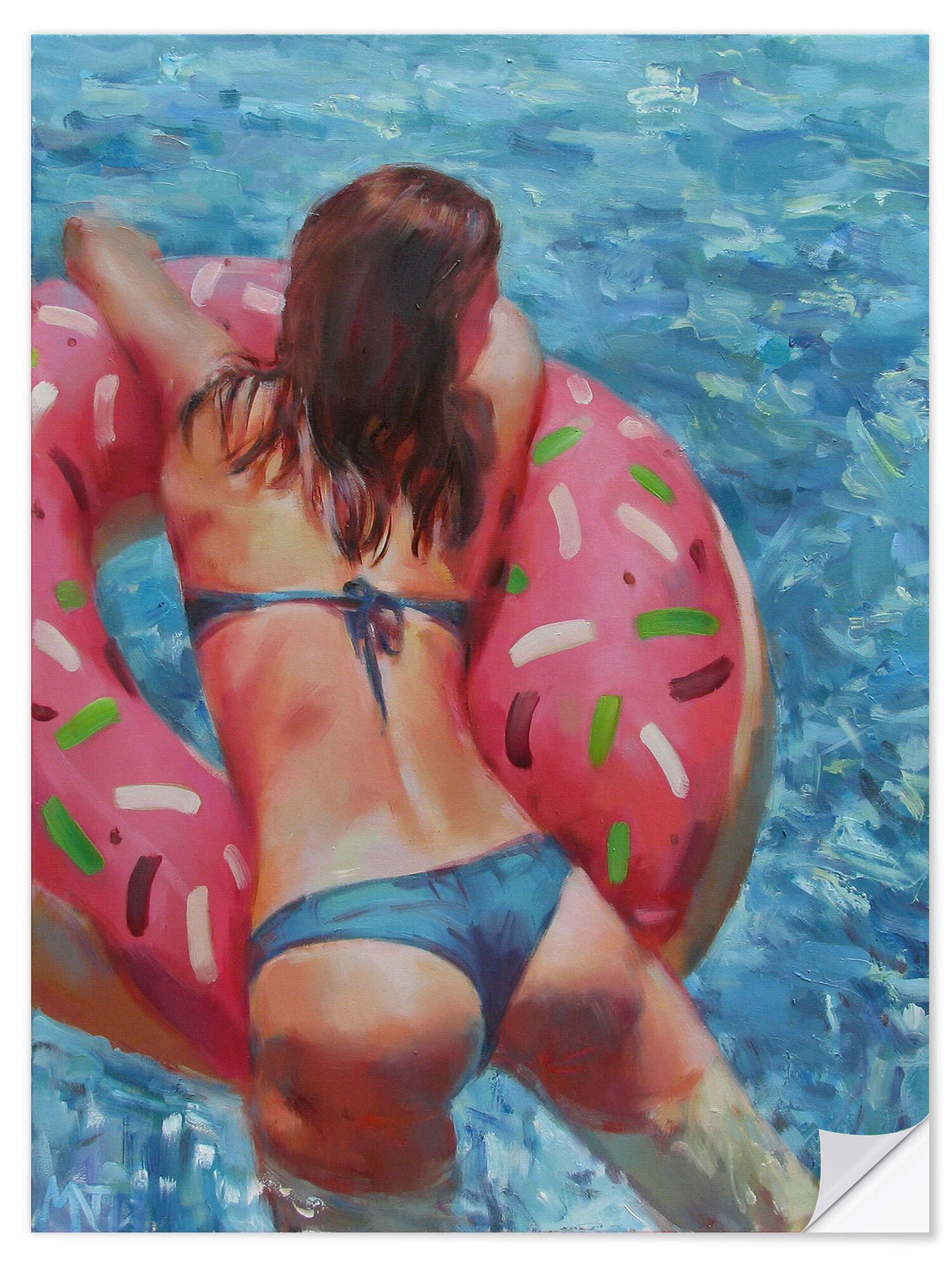 Posterlounge Wandfolie Nelina Trubach-Moshnikova, Pool Donut, Badezimmer Malerei