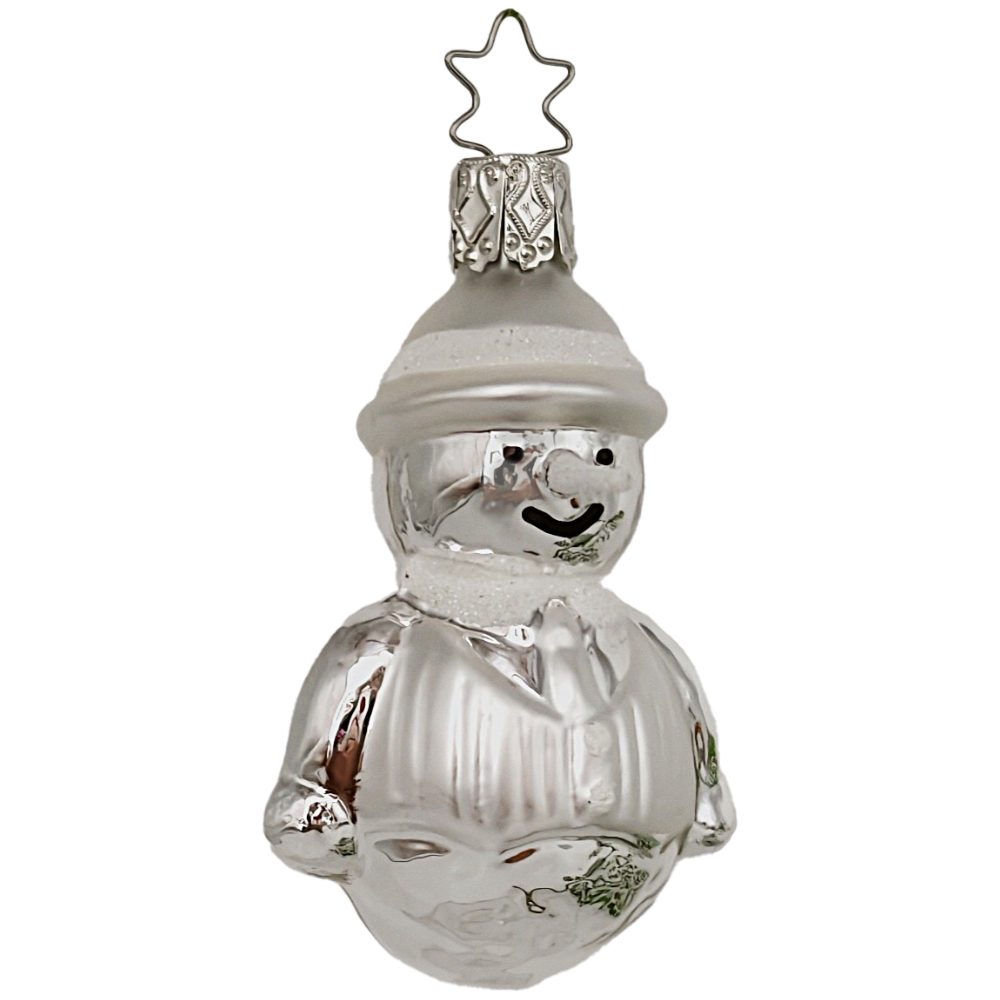 INGE-GLAS® Christbaumschmuck Schneemann silber (1-tlg), mundgeblasen, handbemalt