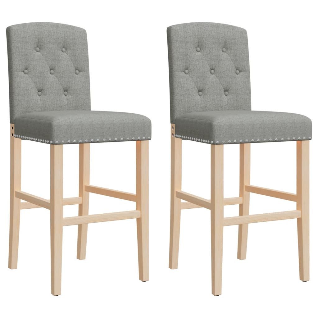 Barhocker Barstühle 2 Stk. Massivholz Gummibaum und Stoff