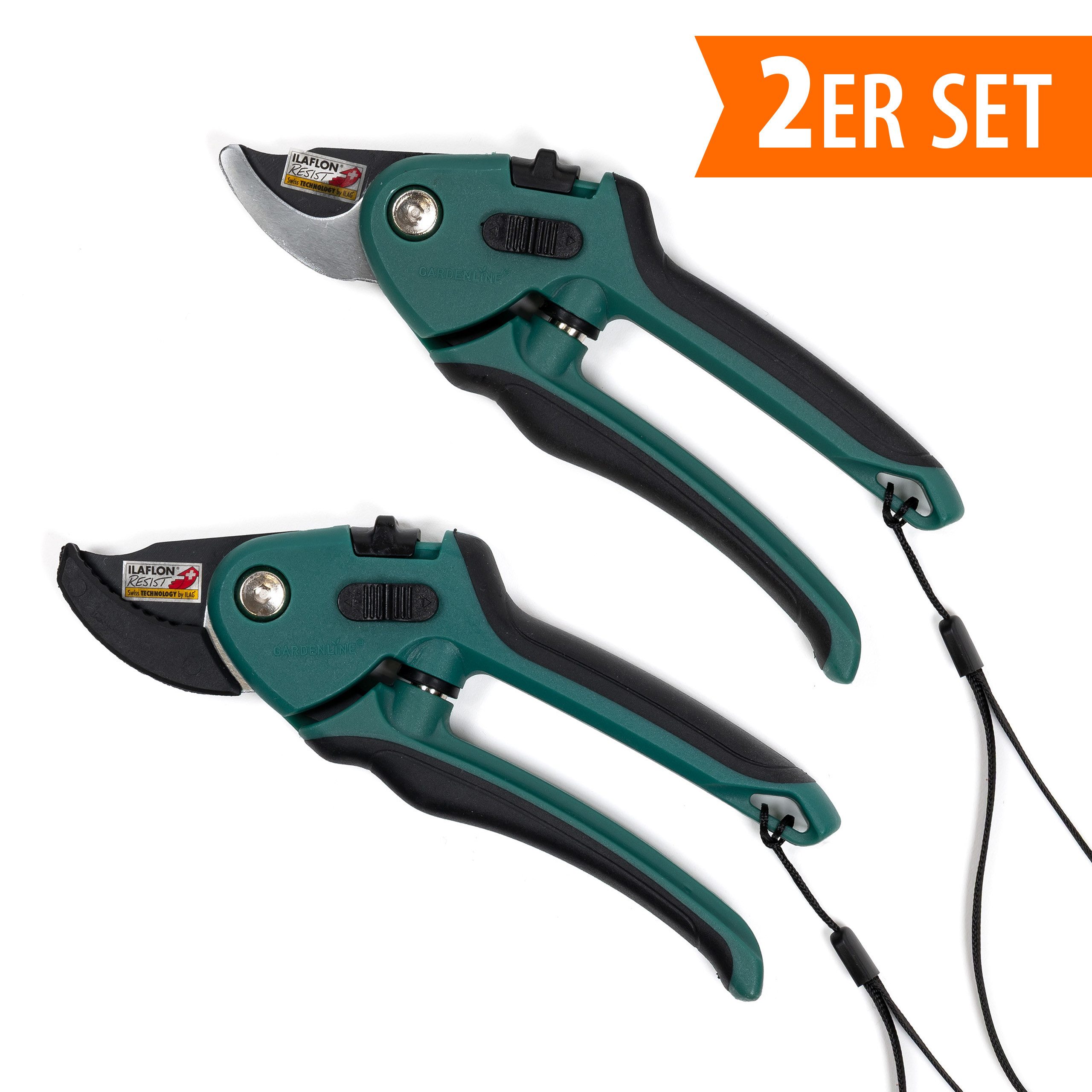 Gartenschere Gardenline Gartenscheren 2er Set, Amboss- & Bypass-Schere, 10mm