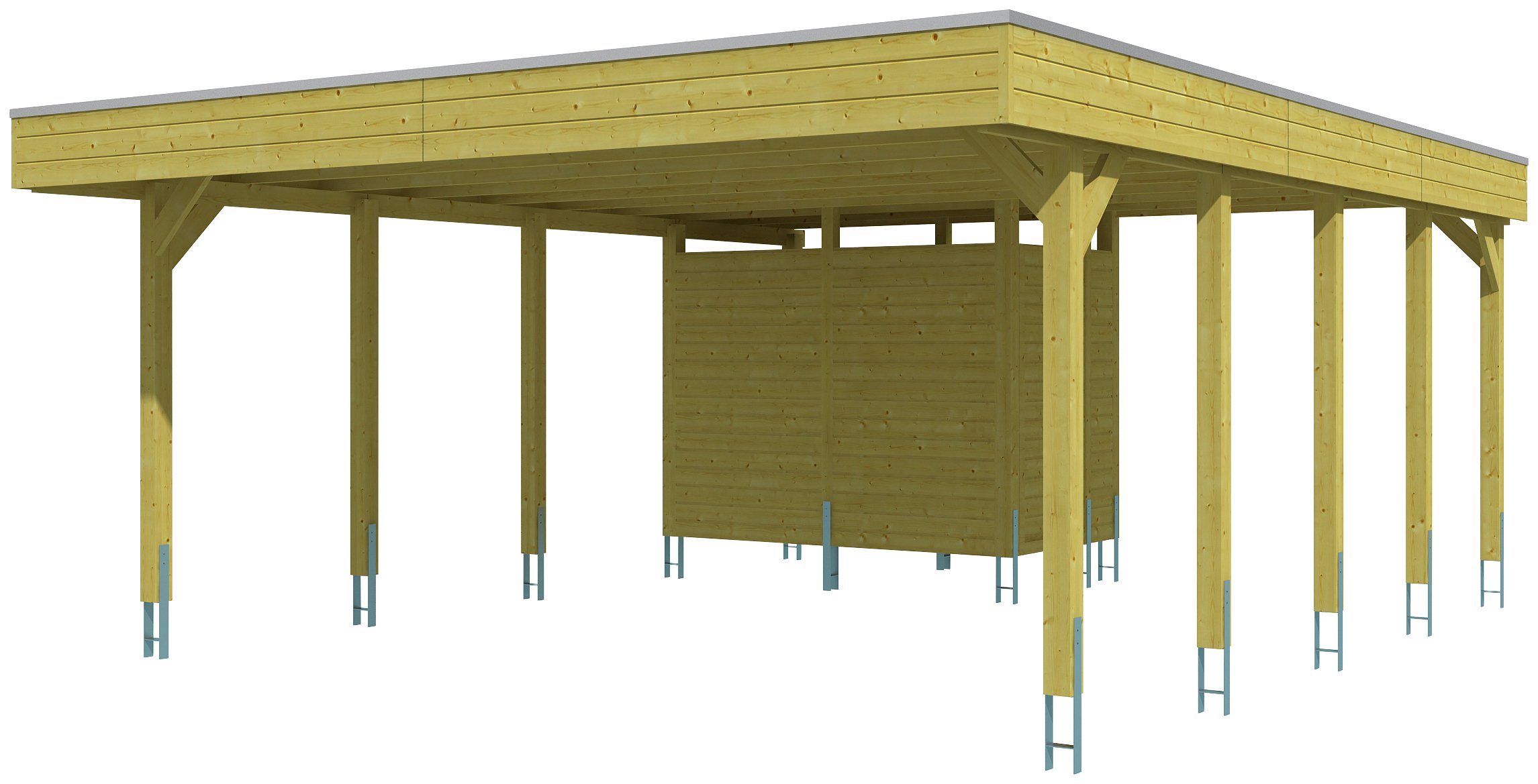 Skanholz Doppelcarport Friesland, BxT: 557x708 cm, 207 cm Einfahrtshöhe, (Set), mit Abstellraum