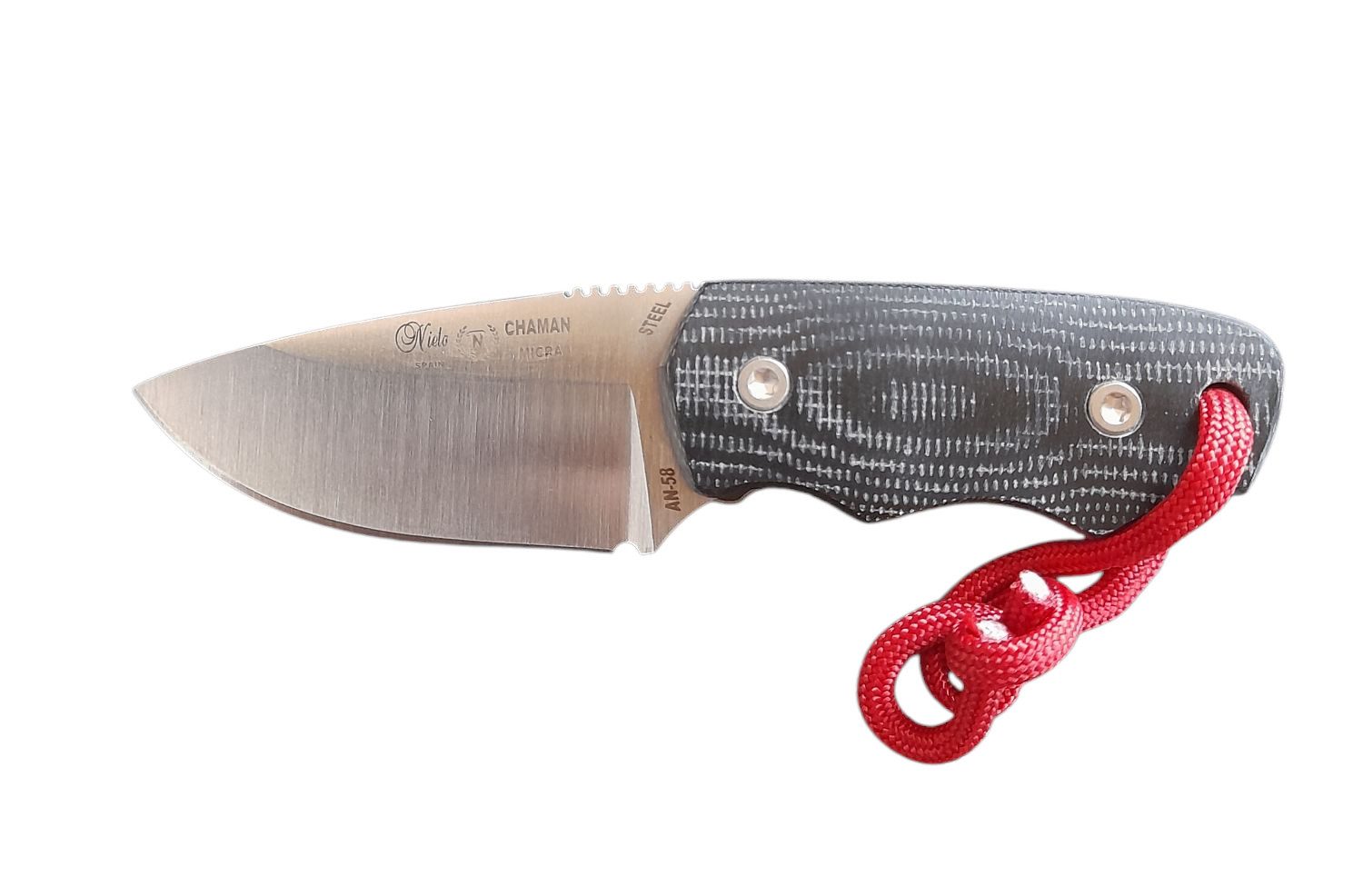 Nieto Universalmesser Nieto Neckknife Chaman Micra, AN-58 Stahl, schwarz, (1 St), Neckknife, Full-Tang, Edelstahlklinge