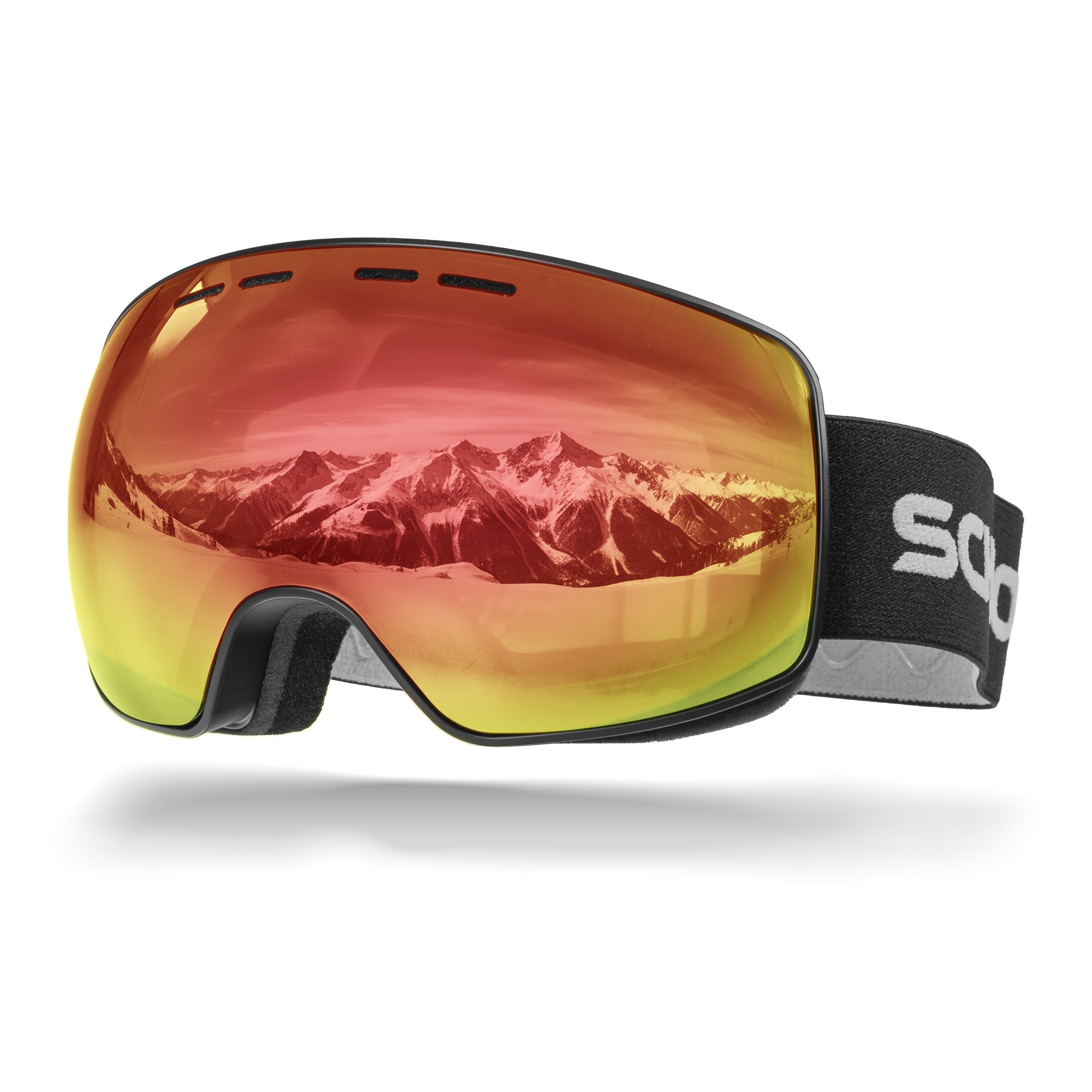 SCHNORR Sportbrille Schnorr Skibrille Ventra - Sphärisch, Rot (S2), Full REVO, Anti-Fog, (1-St), Full REVO-Beschichtung Rot (S2)