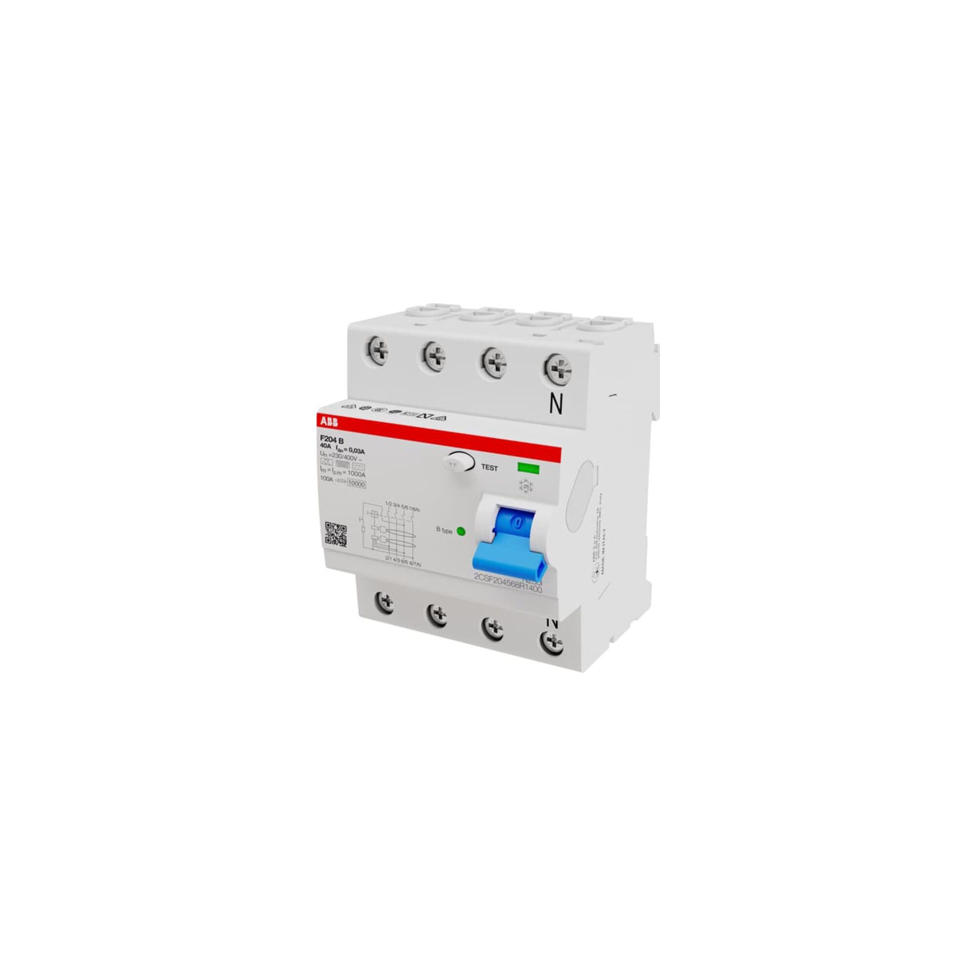 ABB Schalter ABB Stotz S&J FI-Schutzschalter TypB 4P 40A,30mA,3kA,4TE F204B-40/0,03