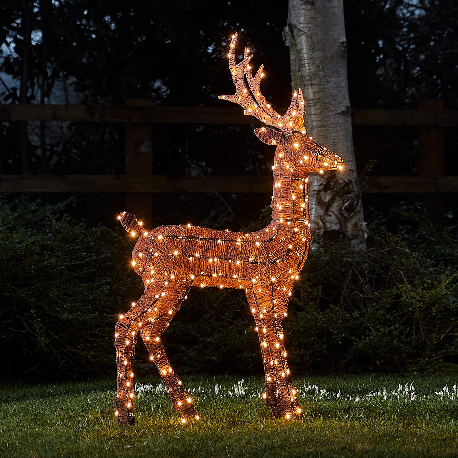 Lights4fun LED-Dekofigur Braunes LED-Rentier Hirsch Harewood, Weihnachtsbeleuchtung, Höhe: 120cm