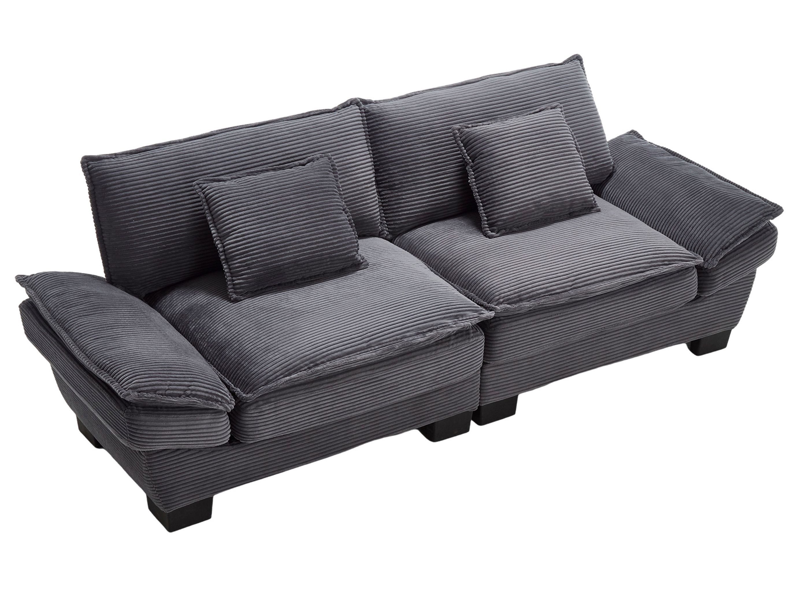 SeedWave Sofa mit Samtbezug, 2-Sitzer, Streifendesign, 56 cm Sitztiefe, 2 Kissen, 20 cm dicke Polster, abnehmbare Armlehnenkissen, 125 kg pro Sitz
