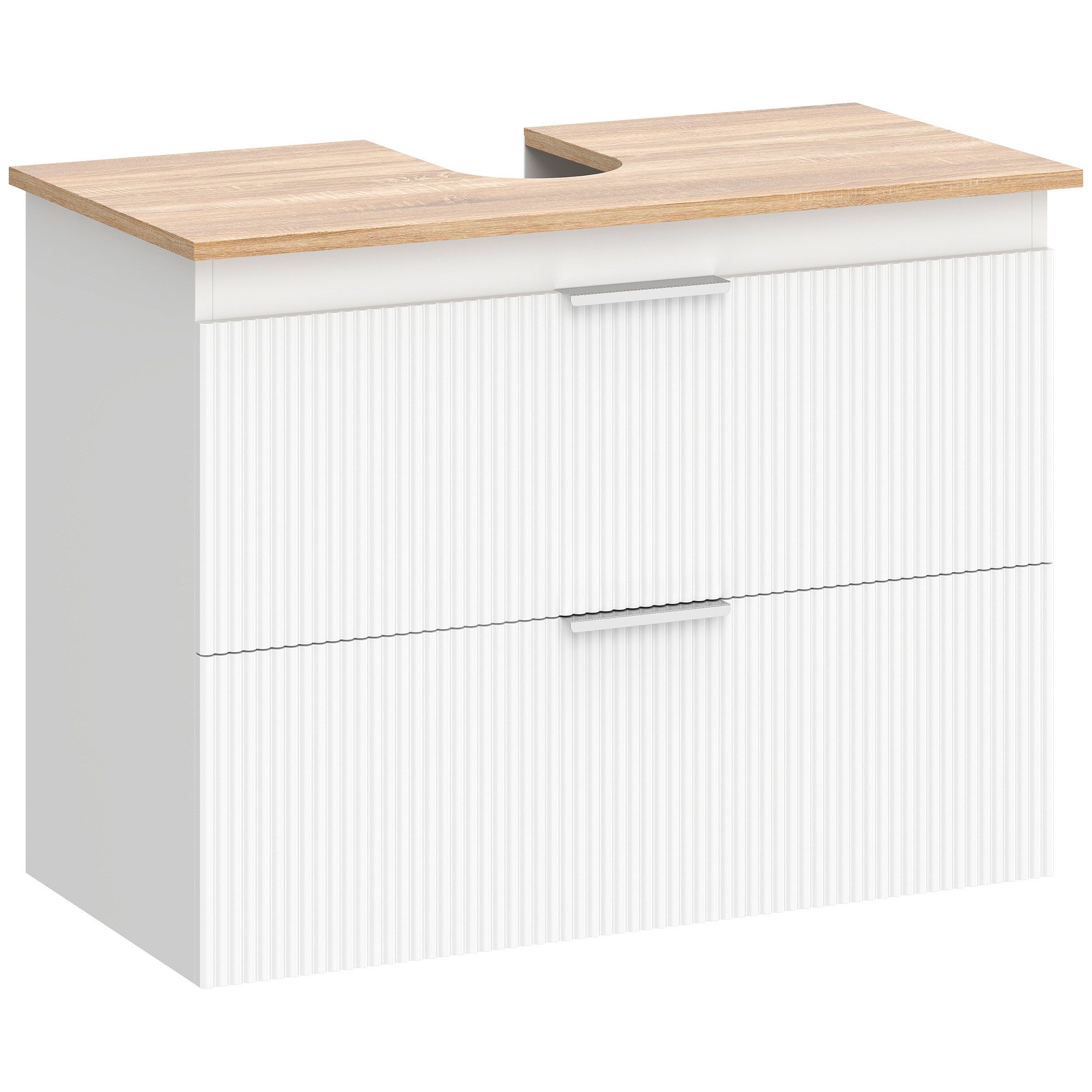 HOMCOM Waschbeckenunterschrank zwei große Schubladen (Badezimmer Unterschrank, 1-St., 1er Set) 80 cm breit