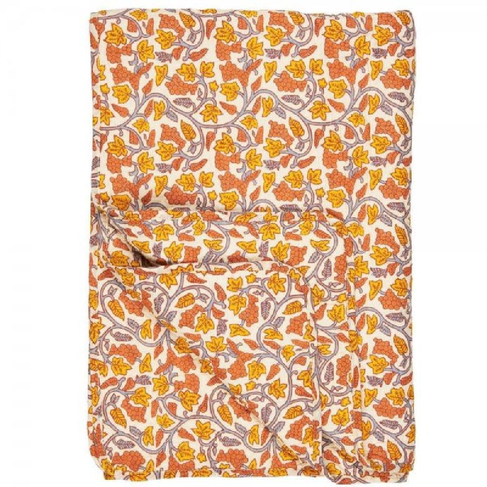 Wohndecke Ib Laursen Quilt Decke Tagesdecke mit Weinreben Gelb Orange (130x180cm
