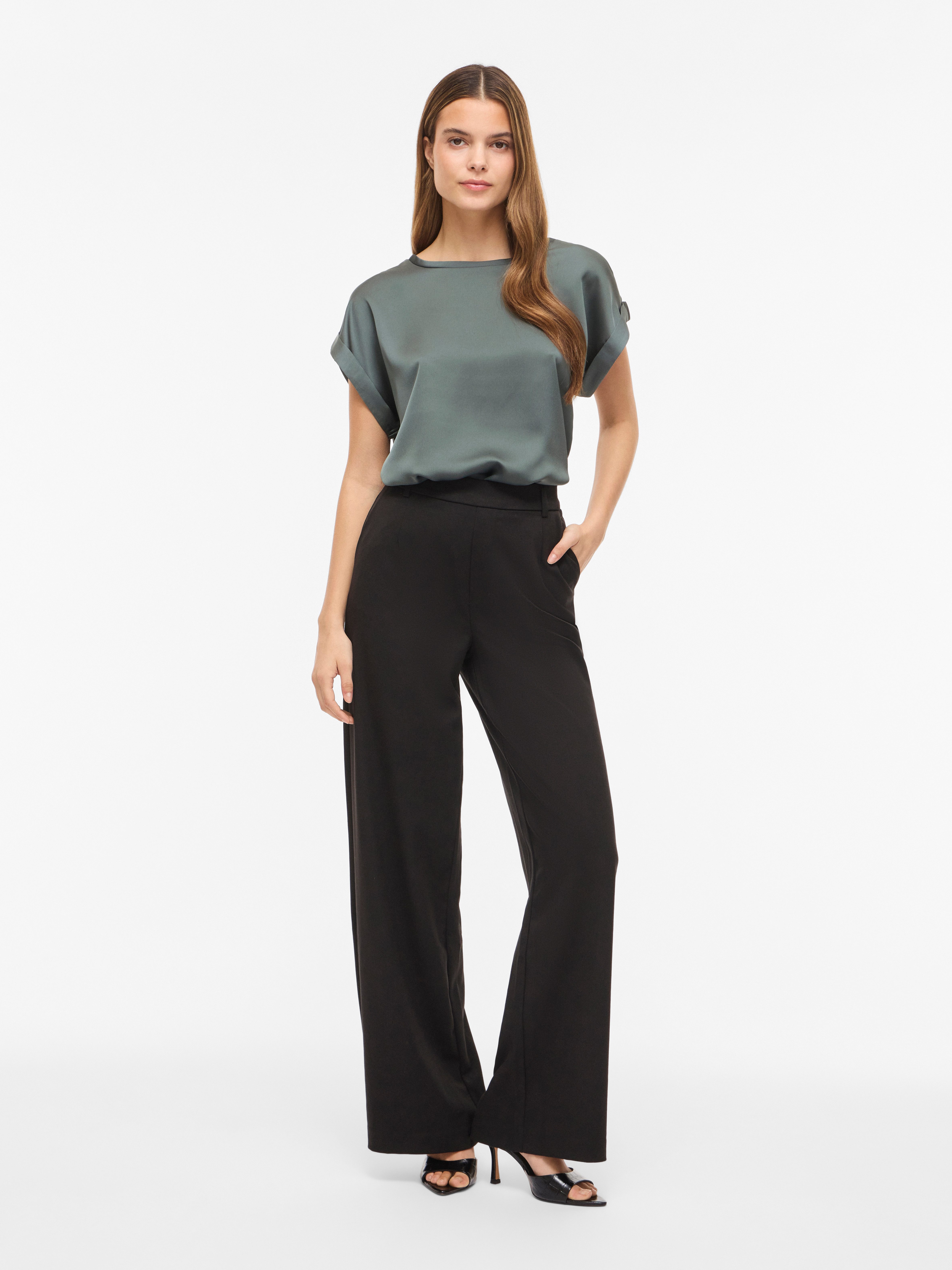 Vila Kurzarmshirt VIELLETTE S/S SATIN TOP - NOOS Kunstfaser, regular fit