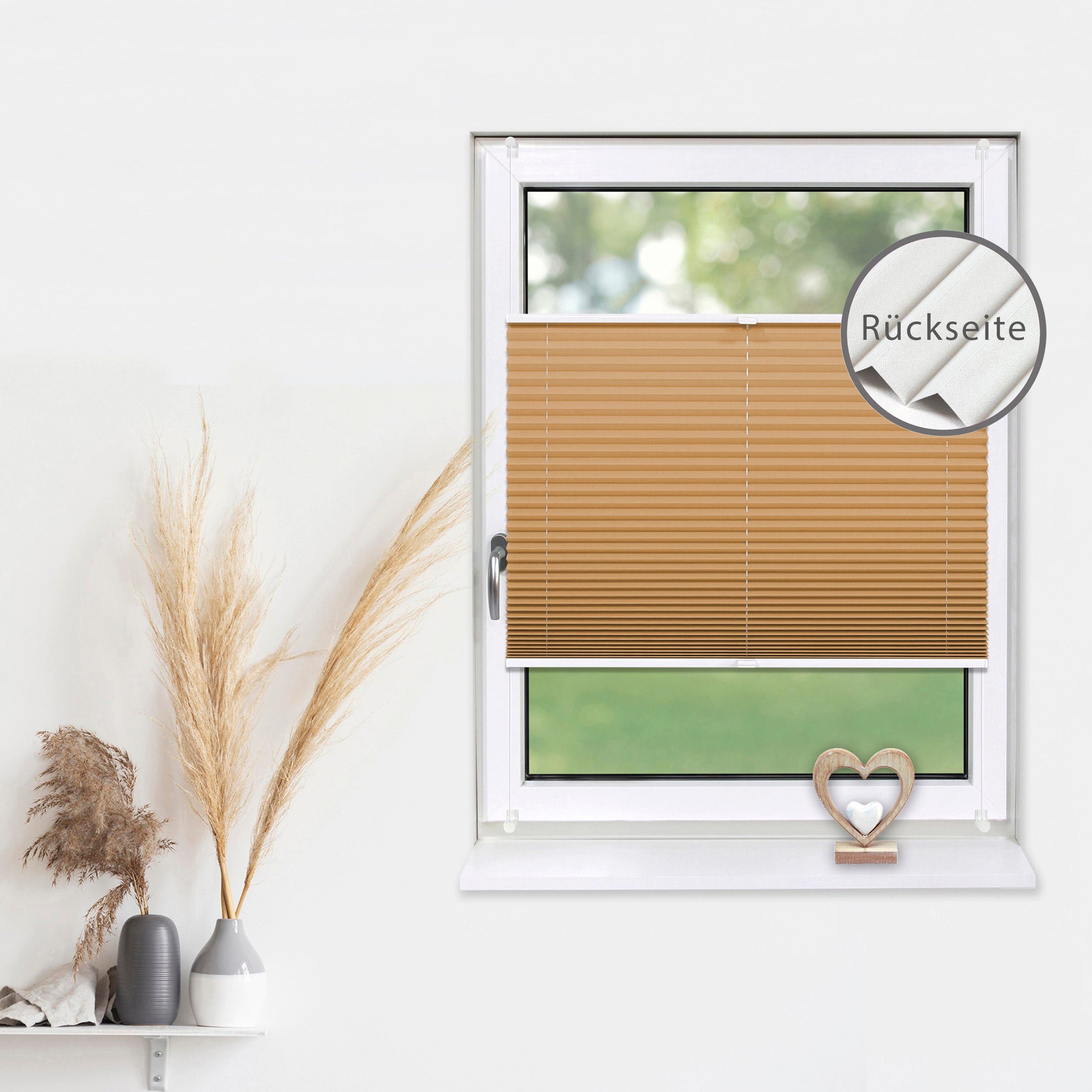 Deco-Raum Plissee Thermo Basic, abdunkelnd, Klemmträger, auf dem Fenster-/Türrahmen, Klemmfix, einfache Montage, in verschiedenen Farben und Größen ohne Bohren