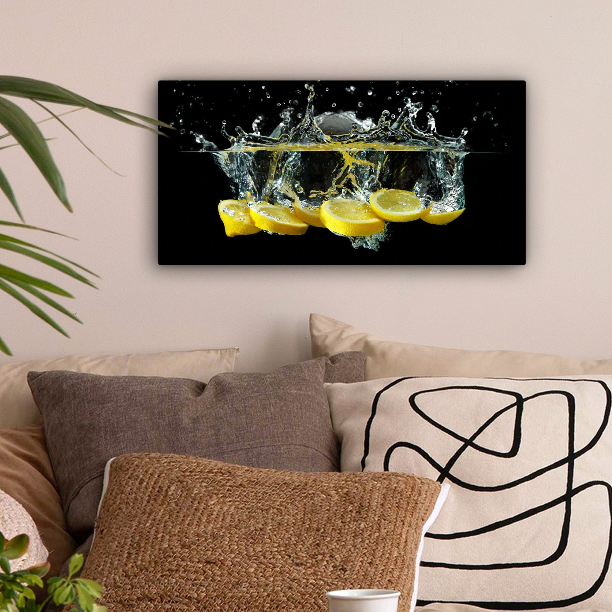 OneMillionCanvasses® Leinwandbild Panorama Zitrone - Frucht - Gelb - Stille günstig online kaufen