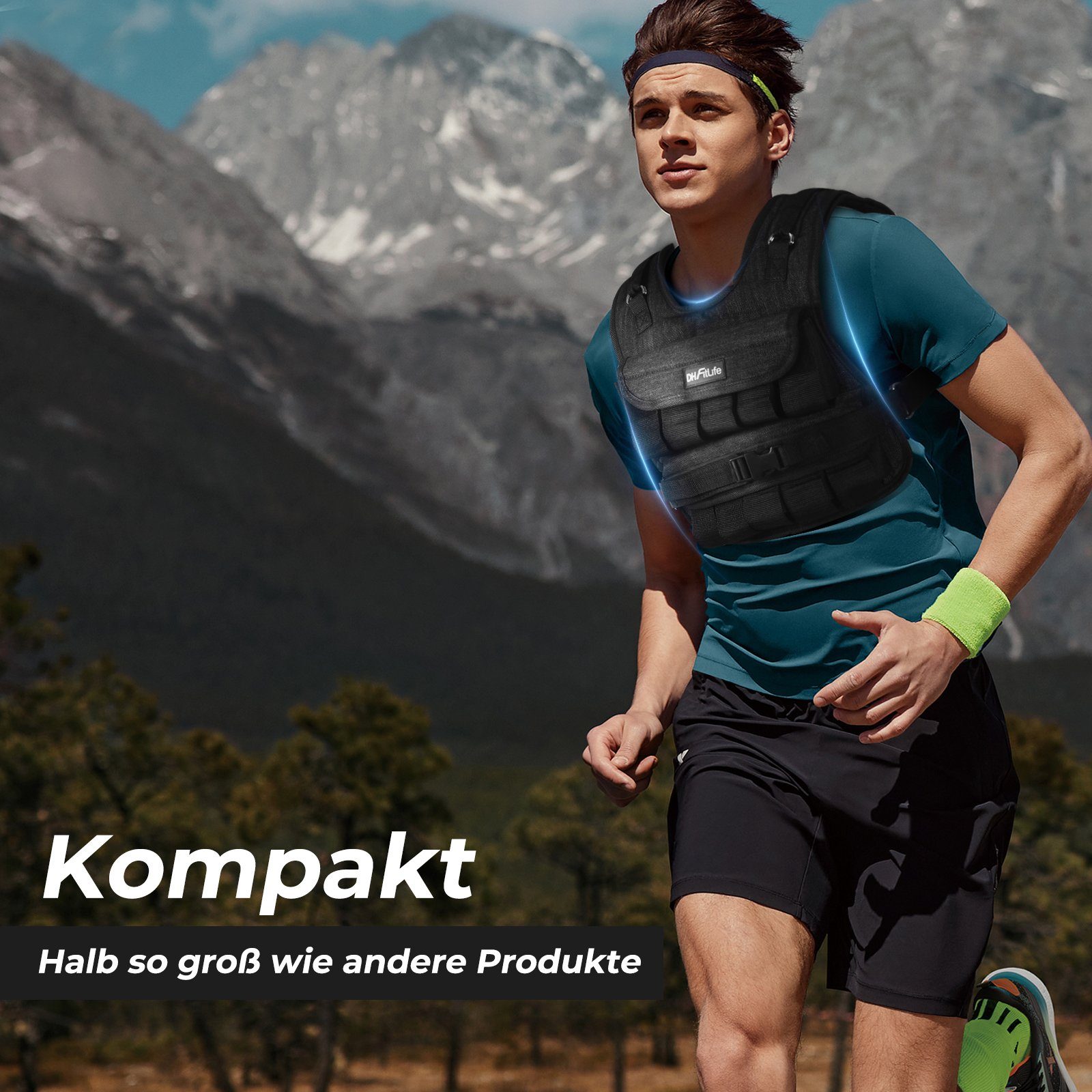 DH FitLife Gewichtsweste Verstellbar 10kg/20kg mit herausnehmbaren Gewichtsblöcken, (Kompakte Trainingsweste für Krafttraining, Muskelaufbau), Calisthenics & Ganzkörpertraining, Damen Herren