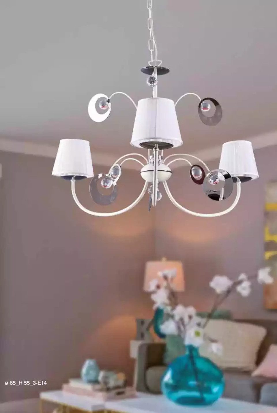 JVmoebel Kronleuchter Luxuriöser 3x Lampen Kronleuchter Deckenleuchte Art déco Weiß Neu, Leuchtmittel wechselbar, Made in Europa