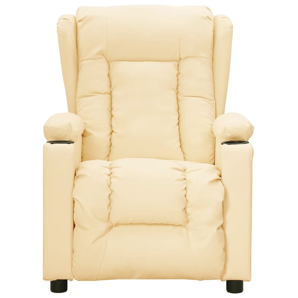 furnicato Relaxsessel Elektrisch Creme Kunstleder, TV-Sessel mit 2 Getränkehaltern und elektrischer Liegefunktion