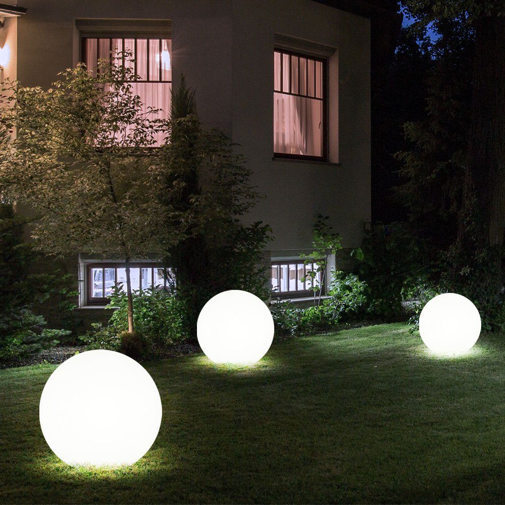 fest Außen Gartenleuchte, LED-Leuchtmittel LED 3er verbaut, Solar Set Kugelleuchte Stecklampe LED etc-shop