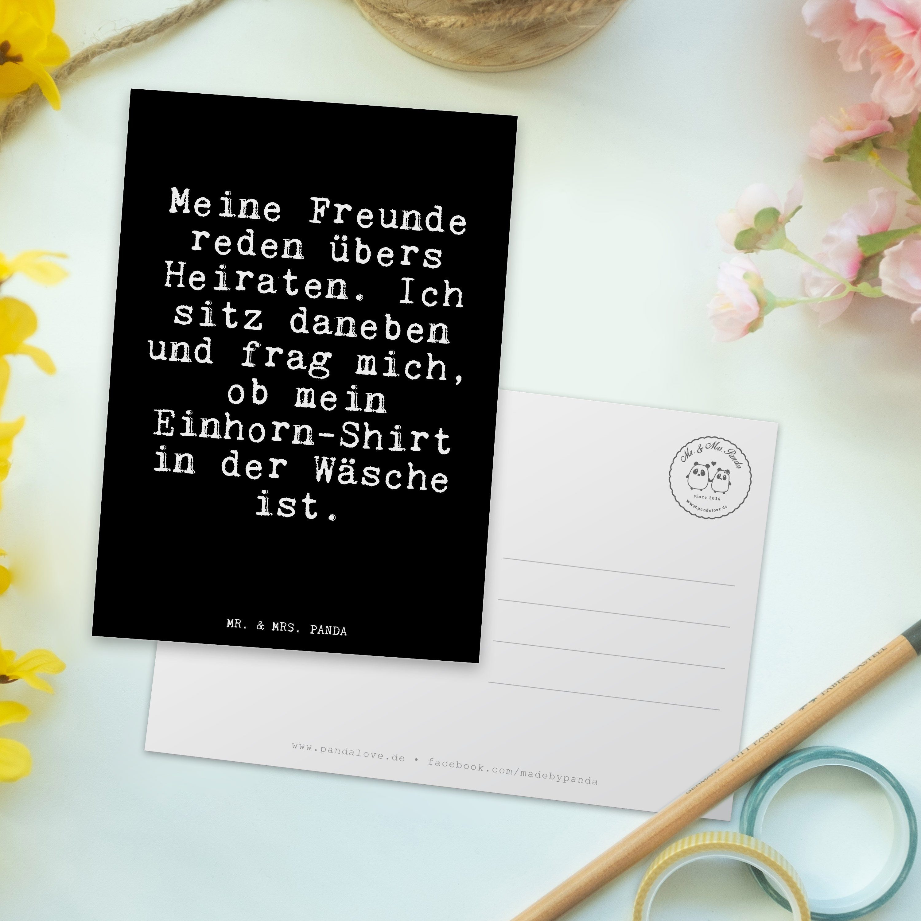 Mr. & Mrs. Panda Spruch, - G Meine Postkarte - Unicorn, Freunde Schwarz Geschenk, reden übers