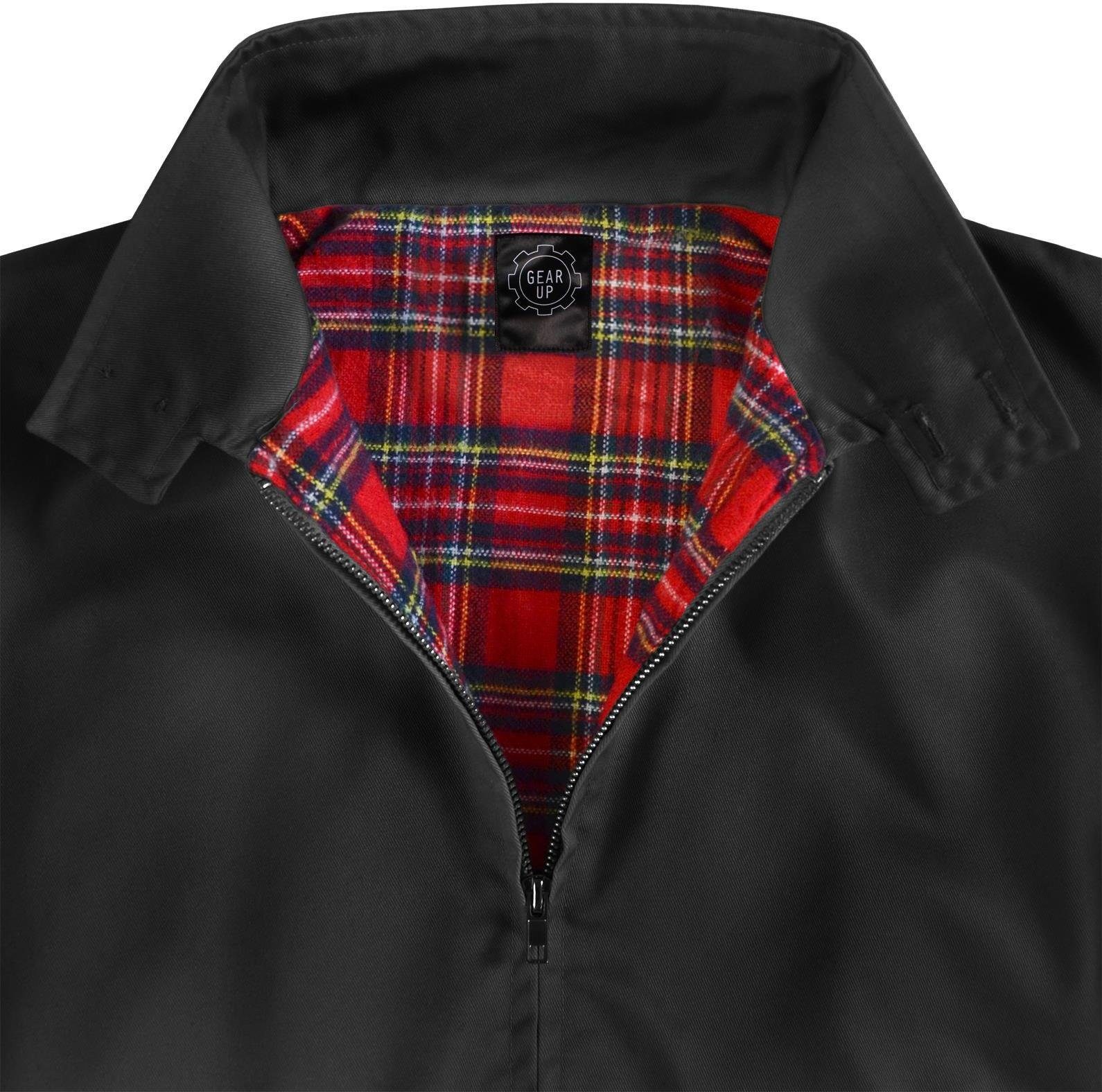 normani Blouson Herren Harrington Jacke Retro Blouson English Style mit kariertem Innenfutter Karofutter – Bild 3 von 3