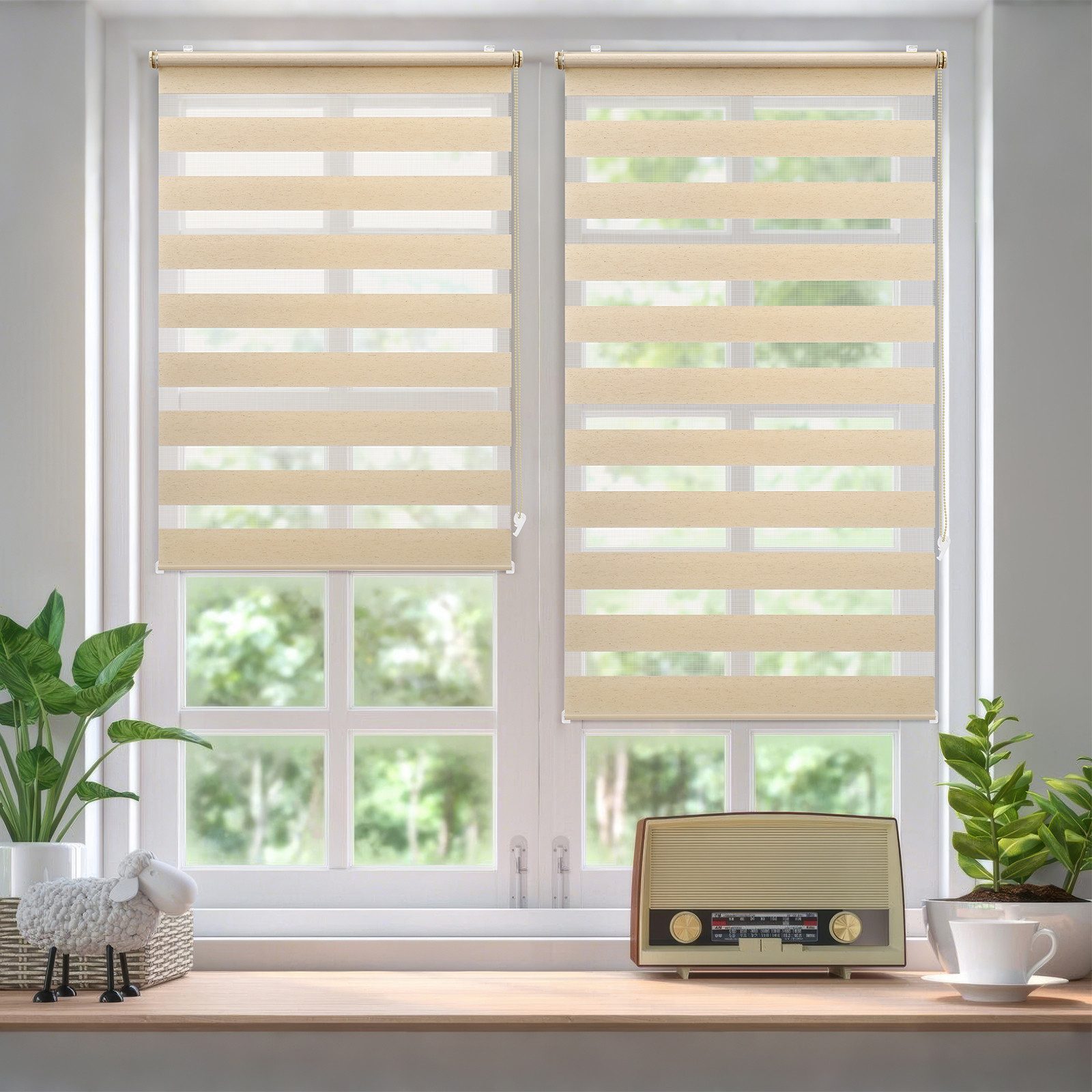 Doppelrollo Doppelrollo Klemmfix ohne Bohren Duo Rollo Leinenoptik Rollo Ja günstig online kaufen