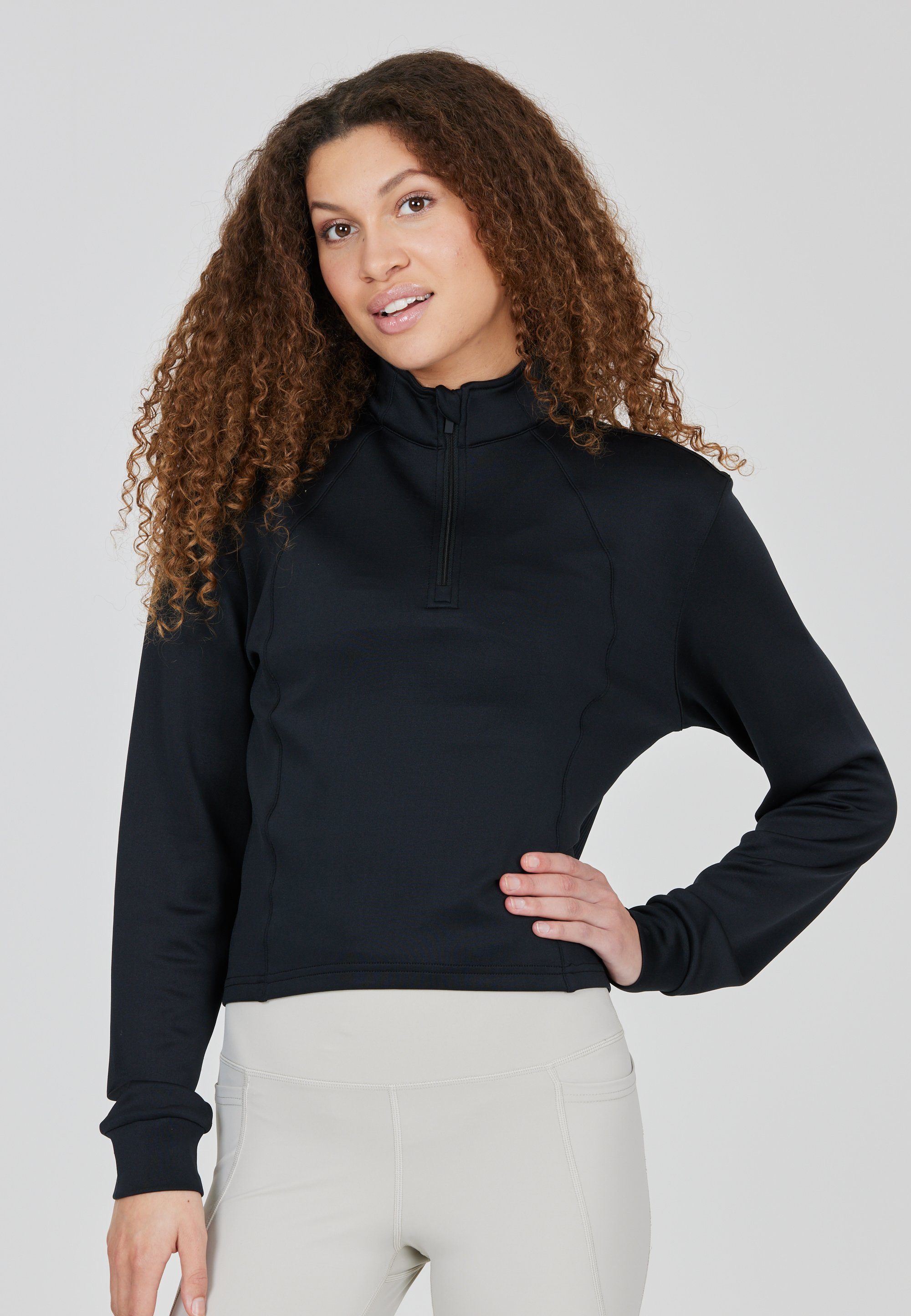 Ayanda ATHLECIA Qualität schwarz Strickpullover atmungsaktiver in