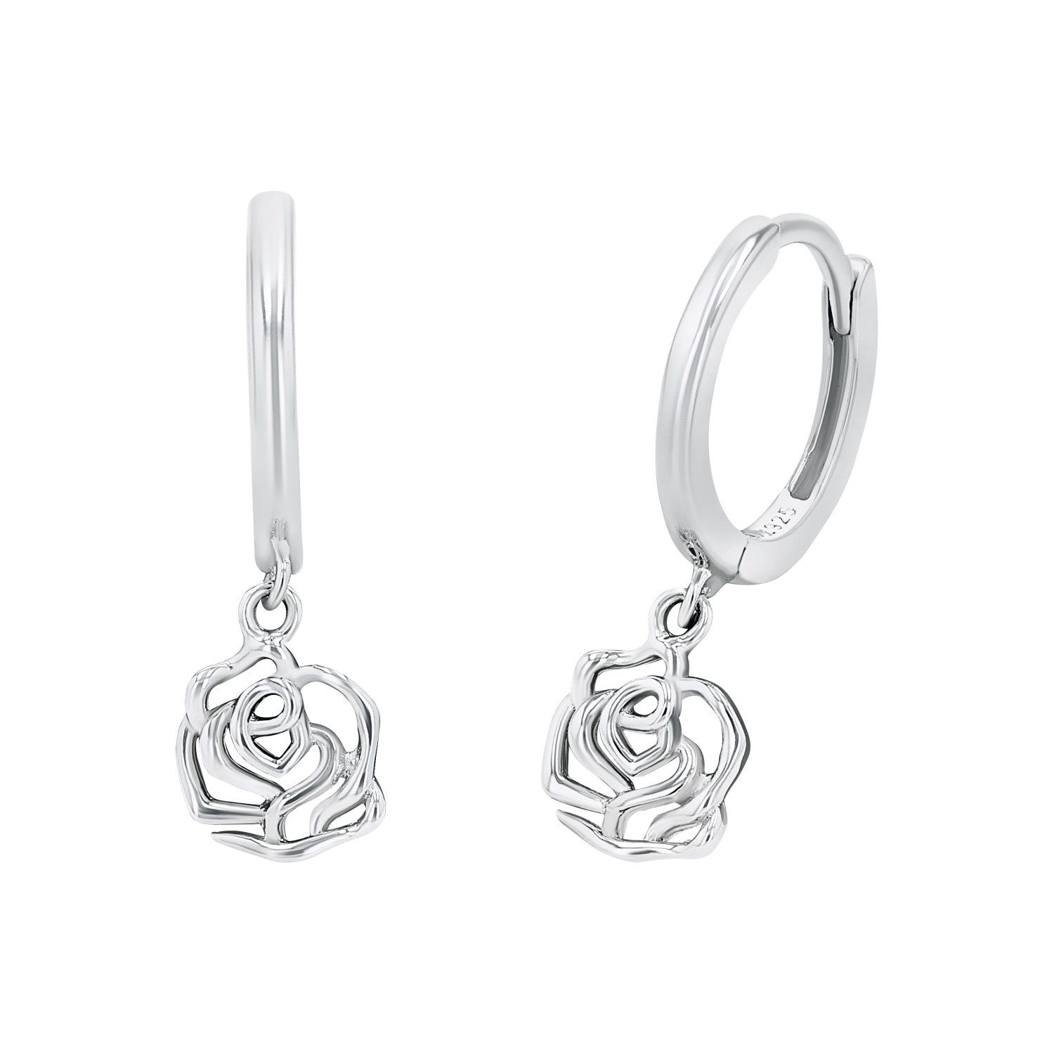 Paar Creolen Amor Creolen für Damen, 925 Sterling Silber, Rose