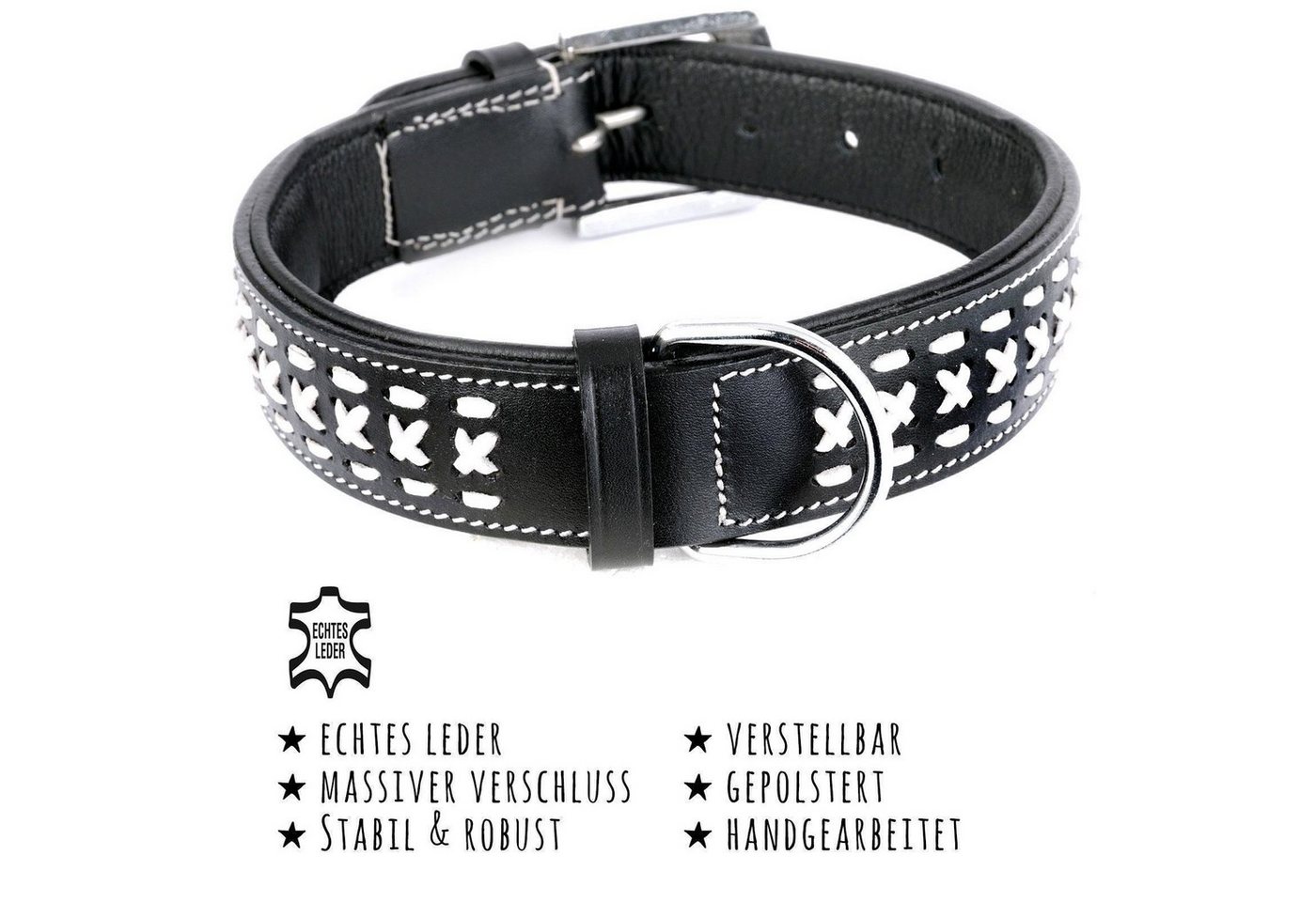 Thumbnail - Monkimau Hunde-Halsband Hundehalsband aus Leder, Leder