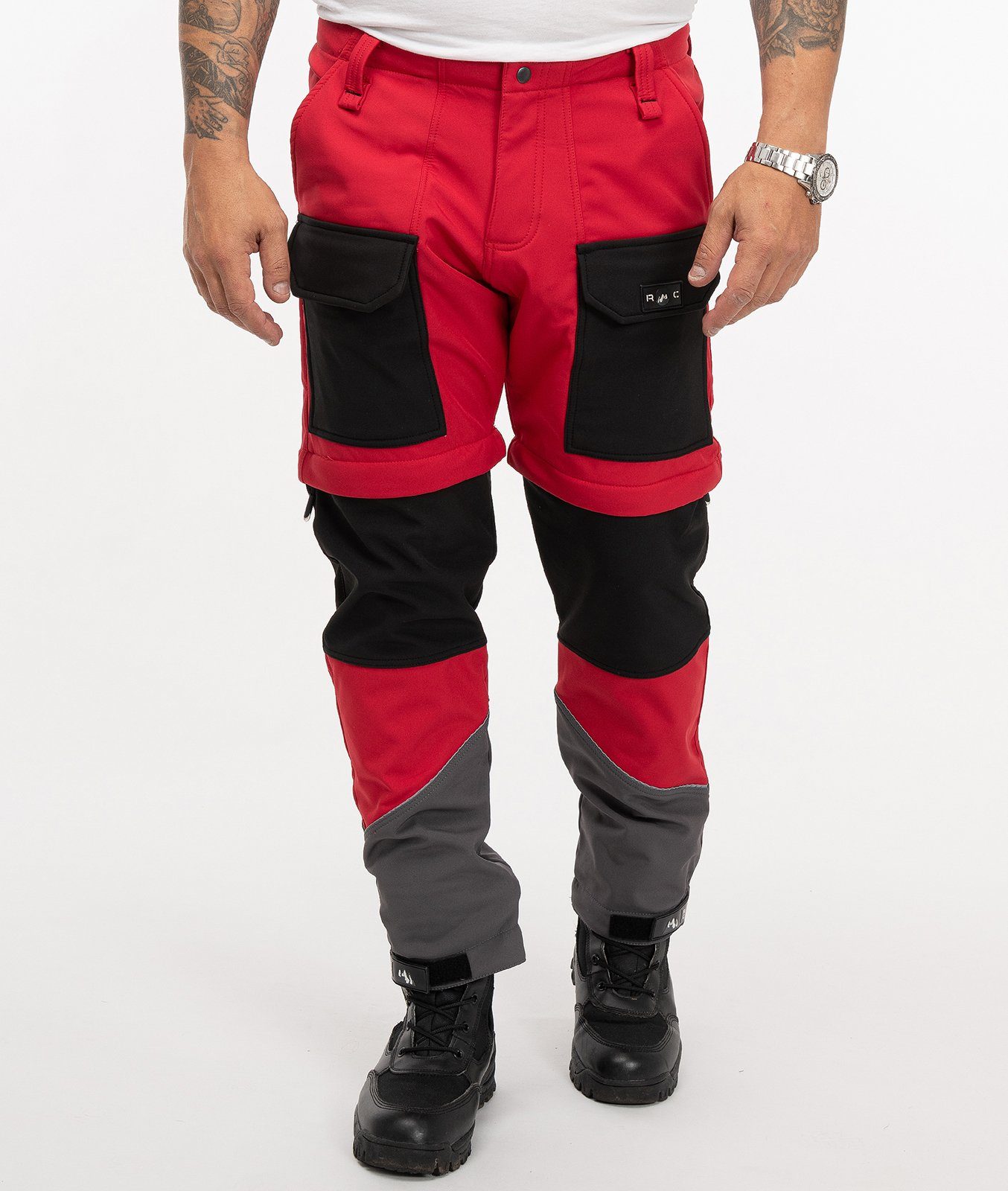 Softshellhose Shorts H-309 Creek Softshellhose Herren Zipp-Off Rock Hose Rot