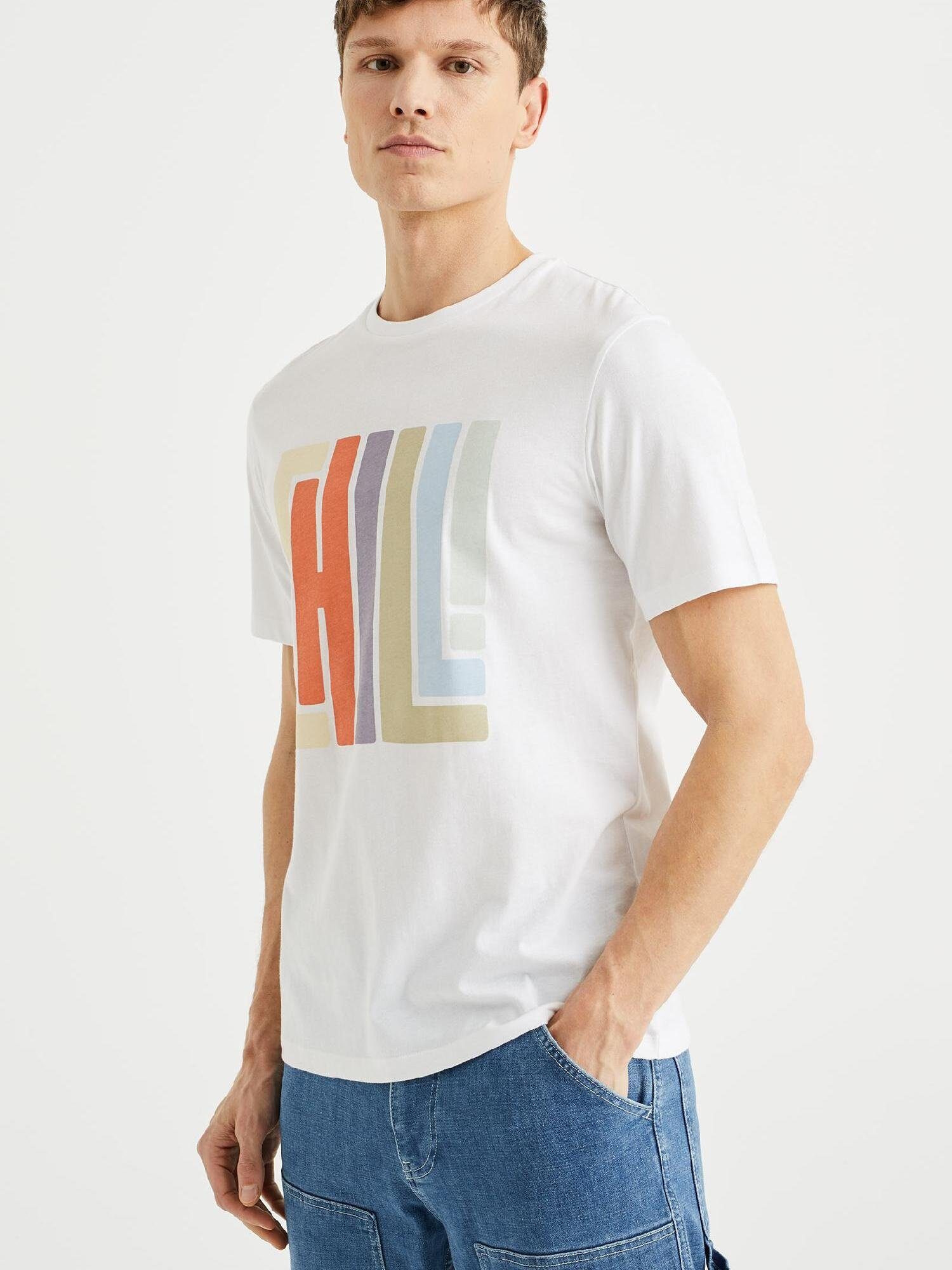 WE Fashion Weiß T-Shirt (1-tlg)