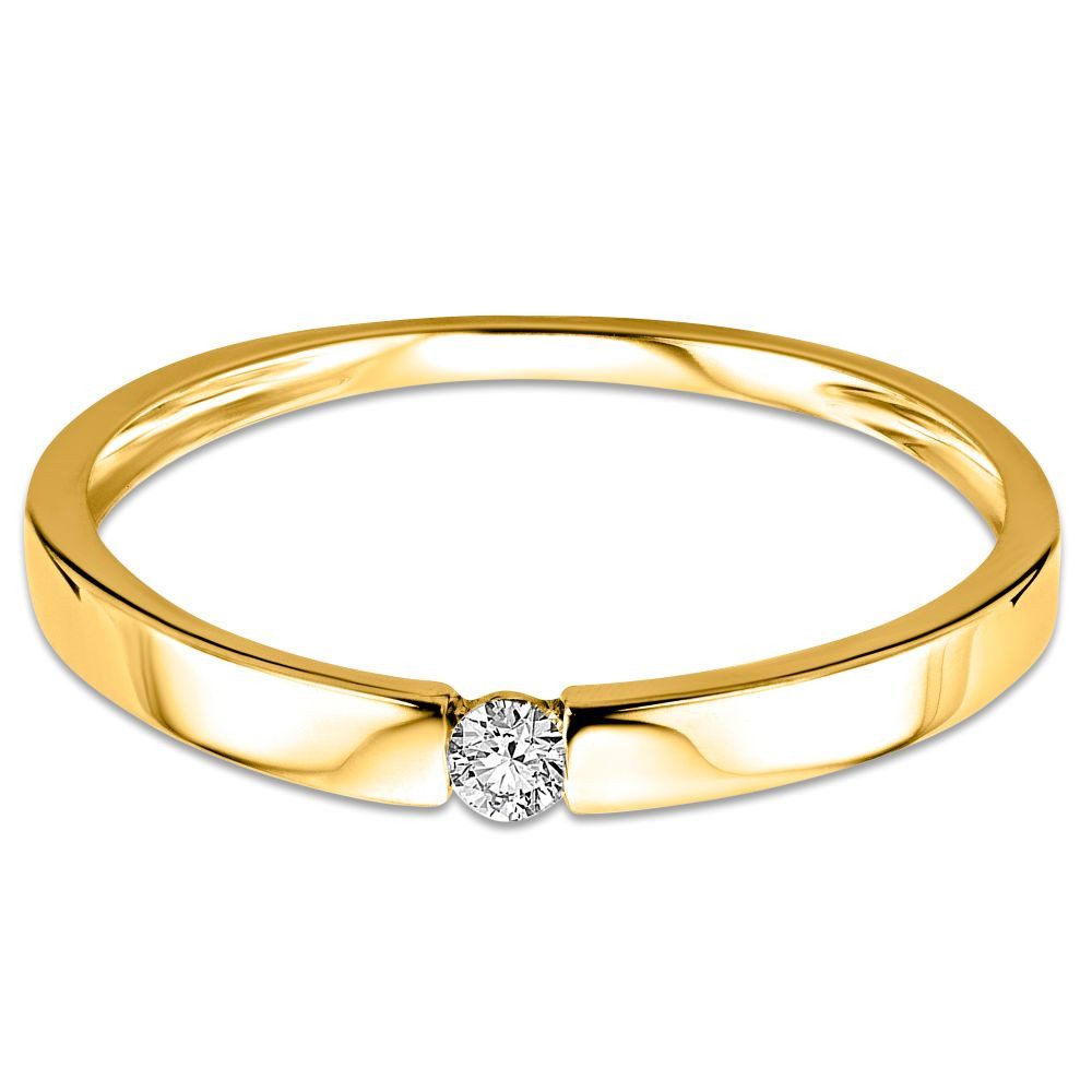 Miore Diamantring MIN924R - aus 9 Karat Gelbgold (375) mit 0,05 Karat Solitär Diamant, Ringabmessungen Breite 2mm Höhe 1,5mm