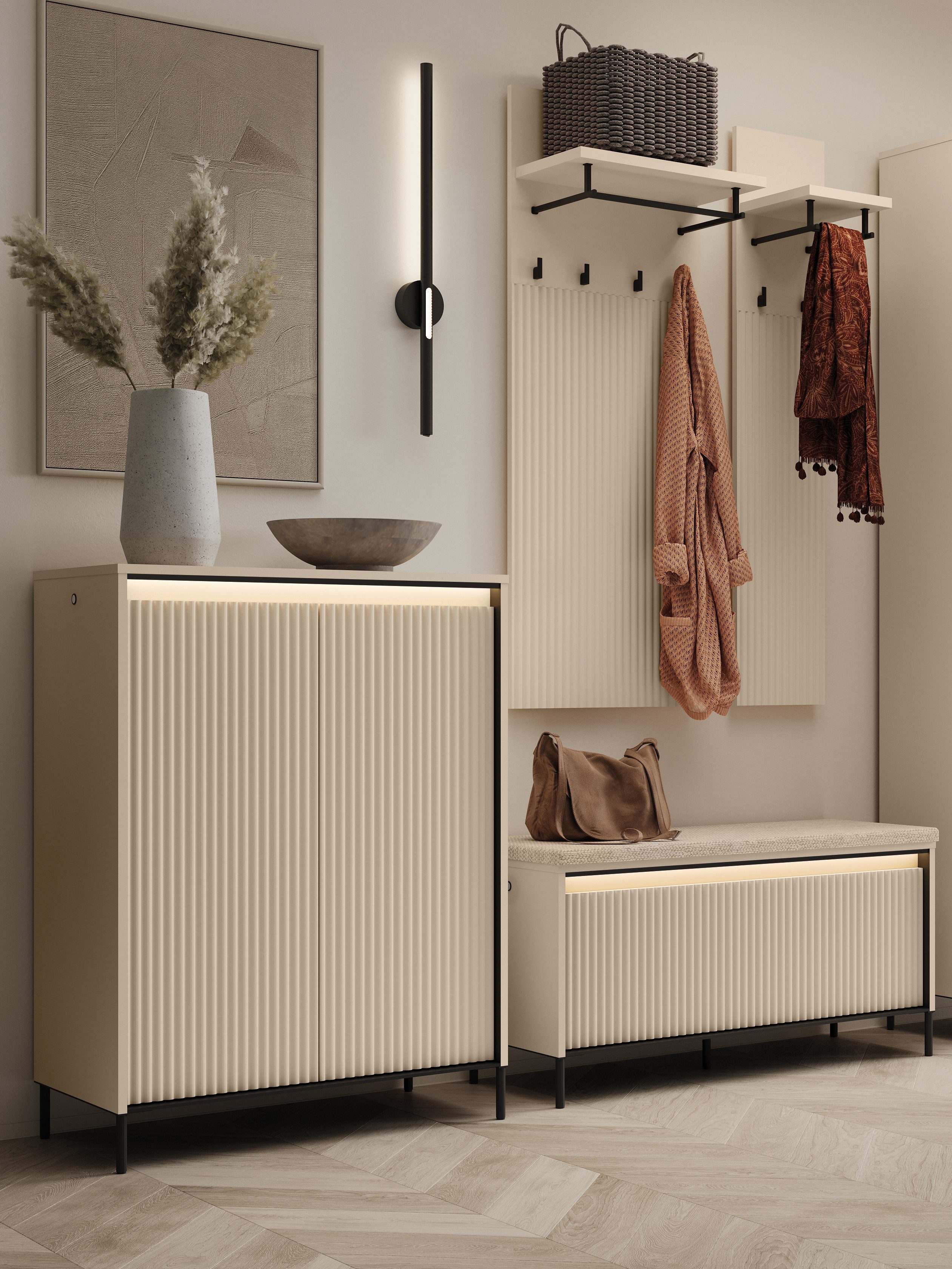 Compleo Garderoben-Set mit Sitzbank, Elegant GarderobenSet Schmaler Flur, L günstig online kaufen