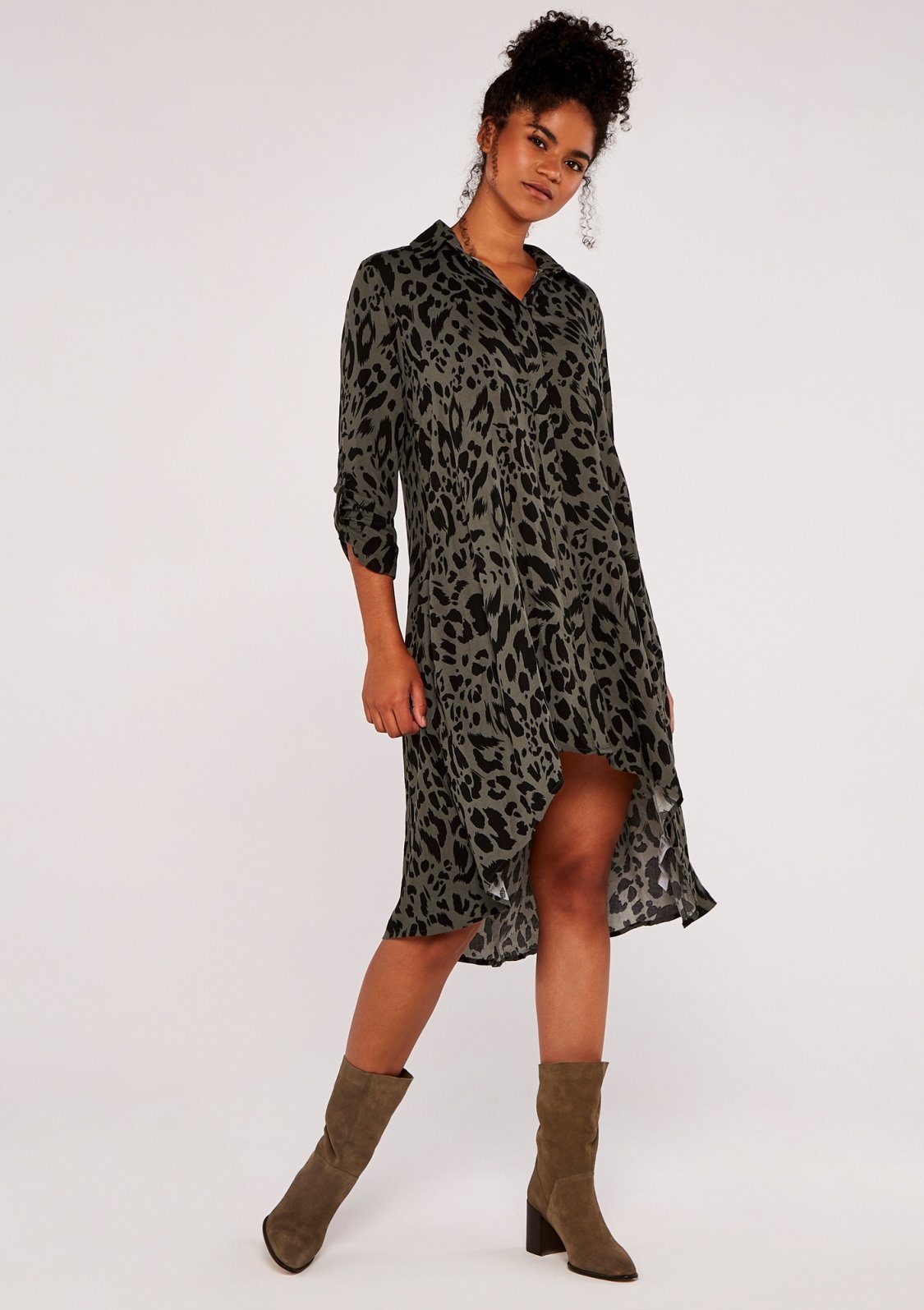 Apricot Druckkleid Cheetah Oversize Shirt Dress (1-tlg) mit Animal-Print