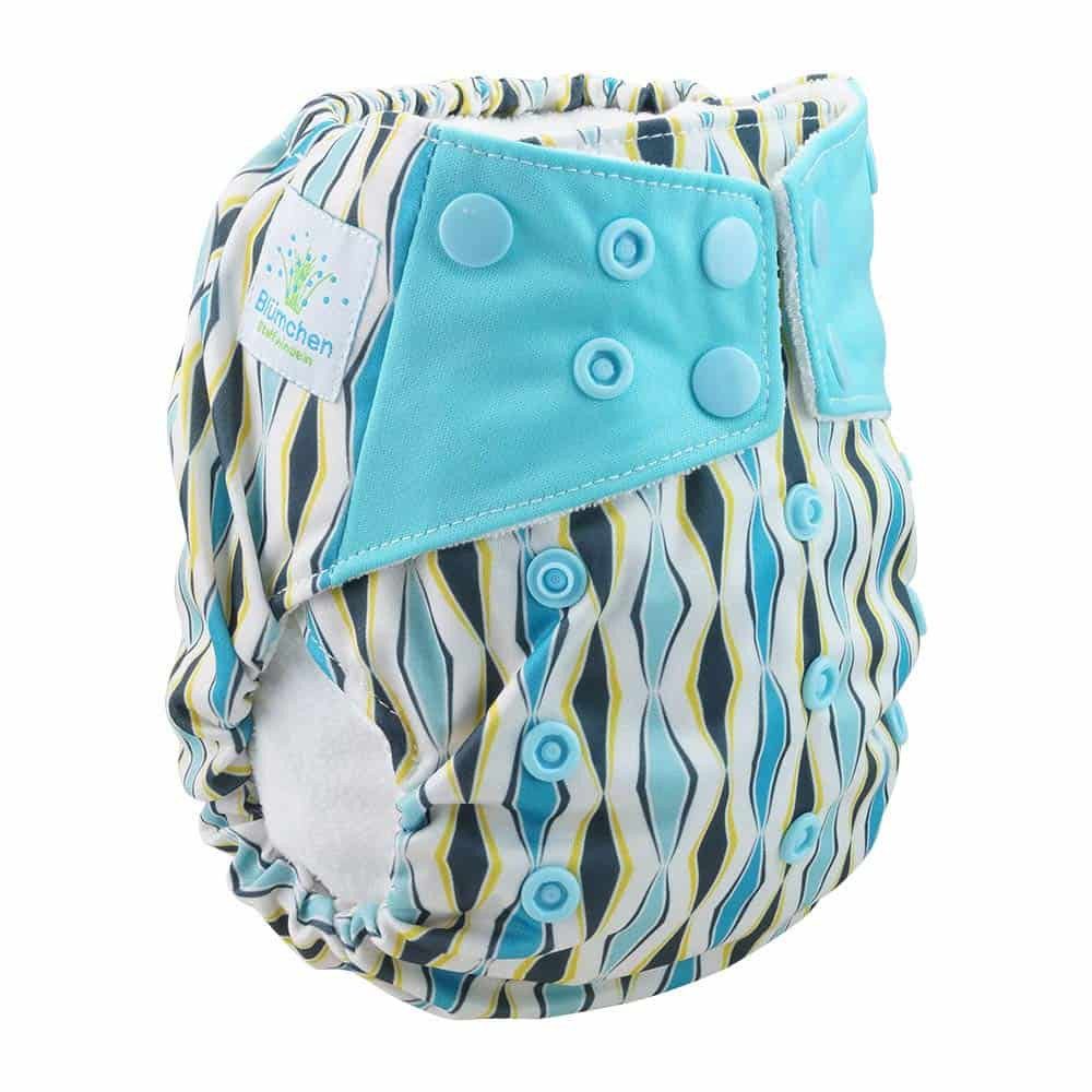 Blümchen Windeln All-in-One Stoffwindeln futuristisches Design (3,5-15kg)
