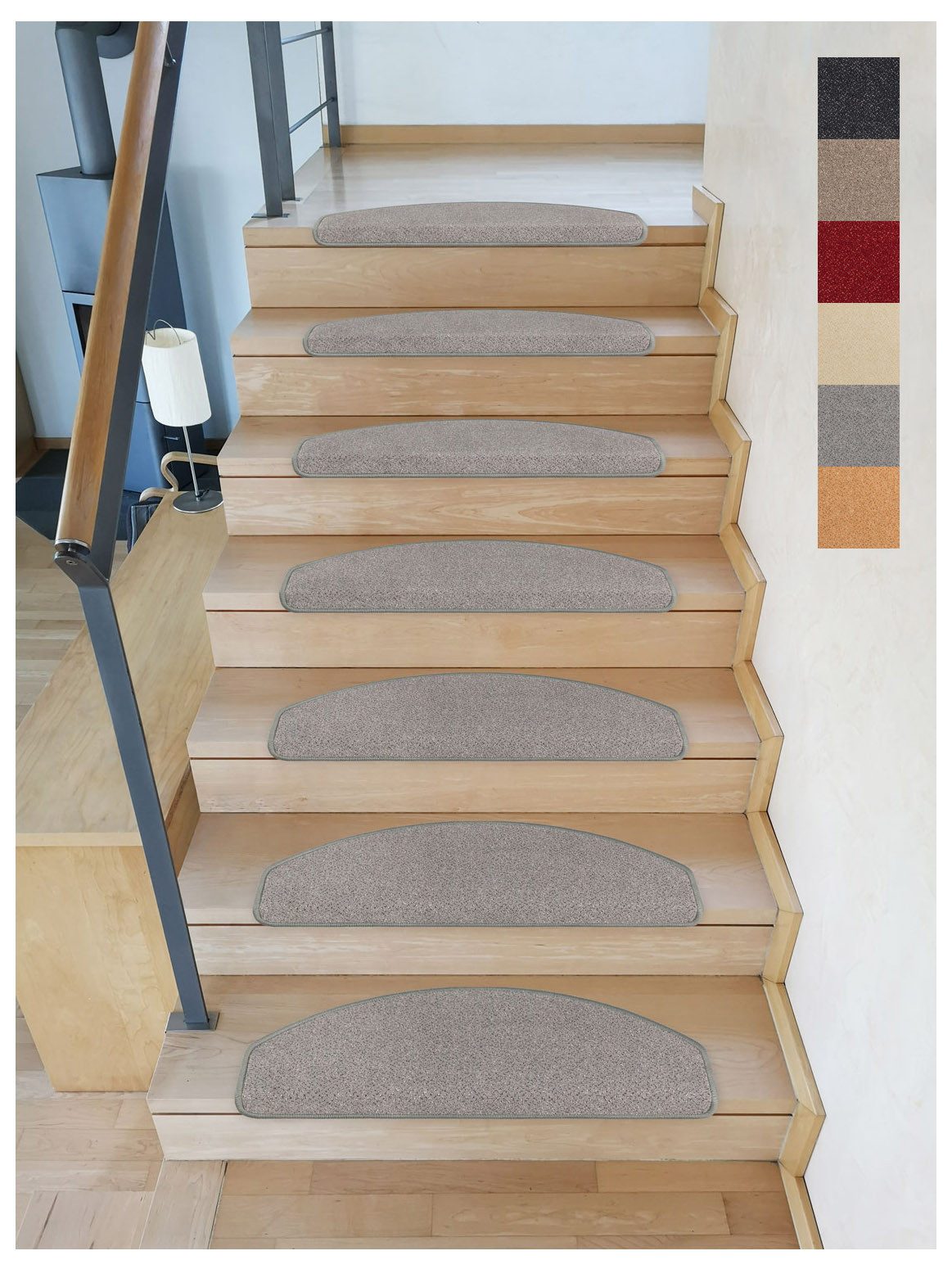 Stufenmatte Stufenmatten Vorwerk Toscana Halbrund SparSet Hellgrau 15 Stück, Metzker®, halbrund, Höhe: 7 mm