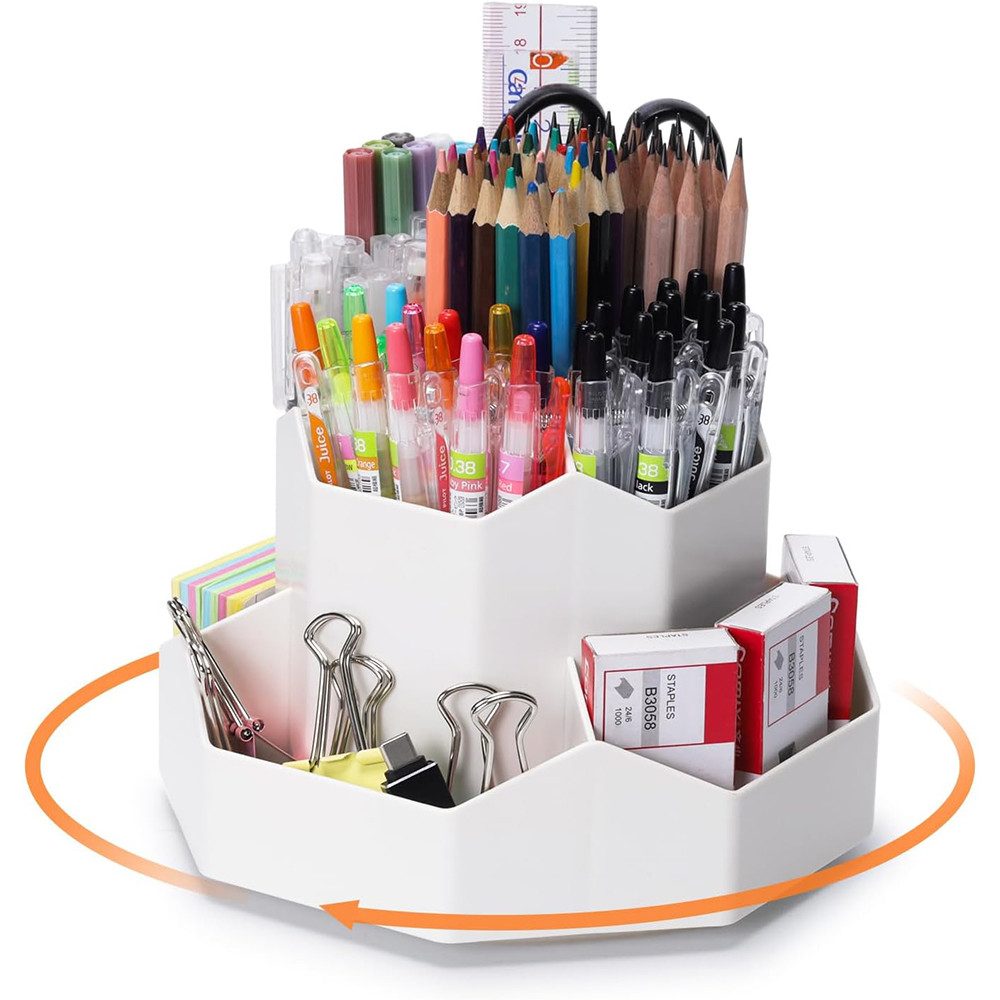 AFKSMILE Organizer Drehbarer Stiftehalter, 360 Rotierende Große Schreibtisch Organizer, Stiftehalter Kinder mit 9 Fächer für Schreibtisch,Büro,Schule,Familie