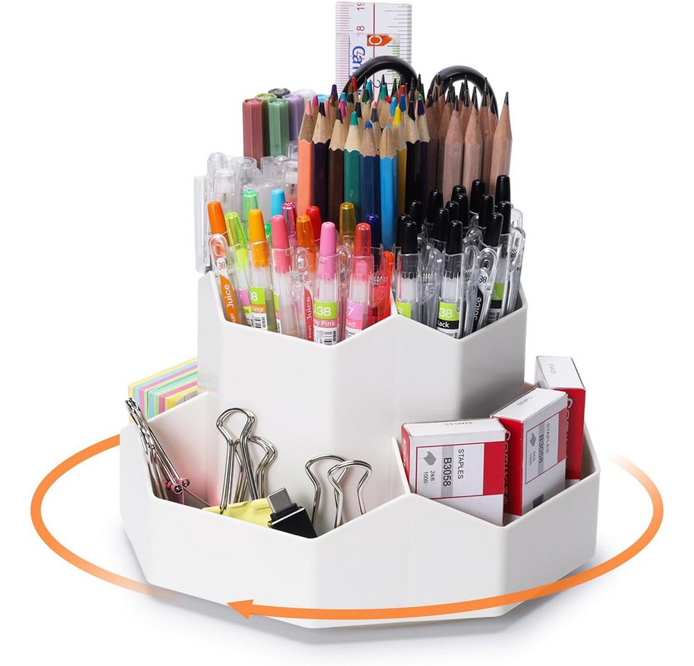 AFKSMILE Organizer Drehbarer Stiftehalter, 360 Rotierende Große Schreibtisch Organizer, Stiftehalter Kinder mit 9 Fächer für Schreibtisch,Büro,Schule,Familie